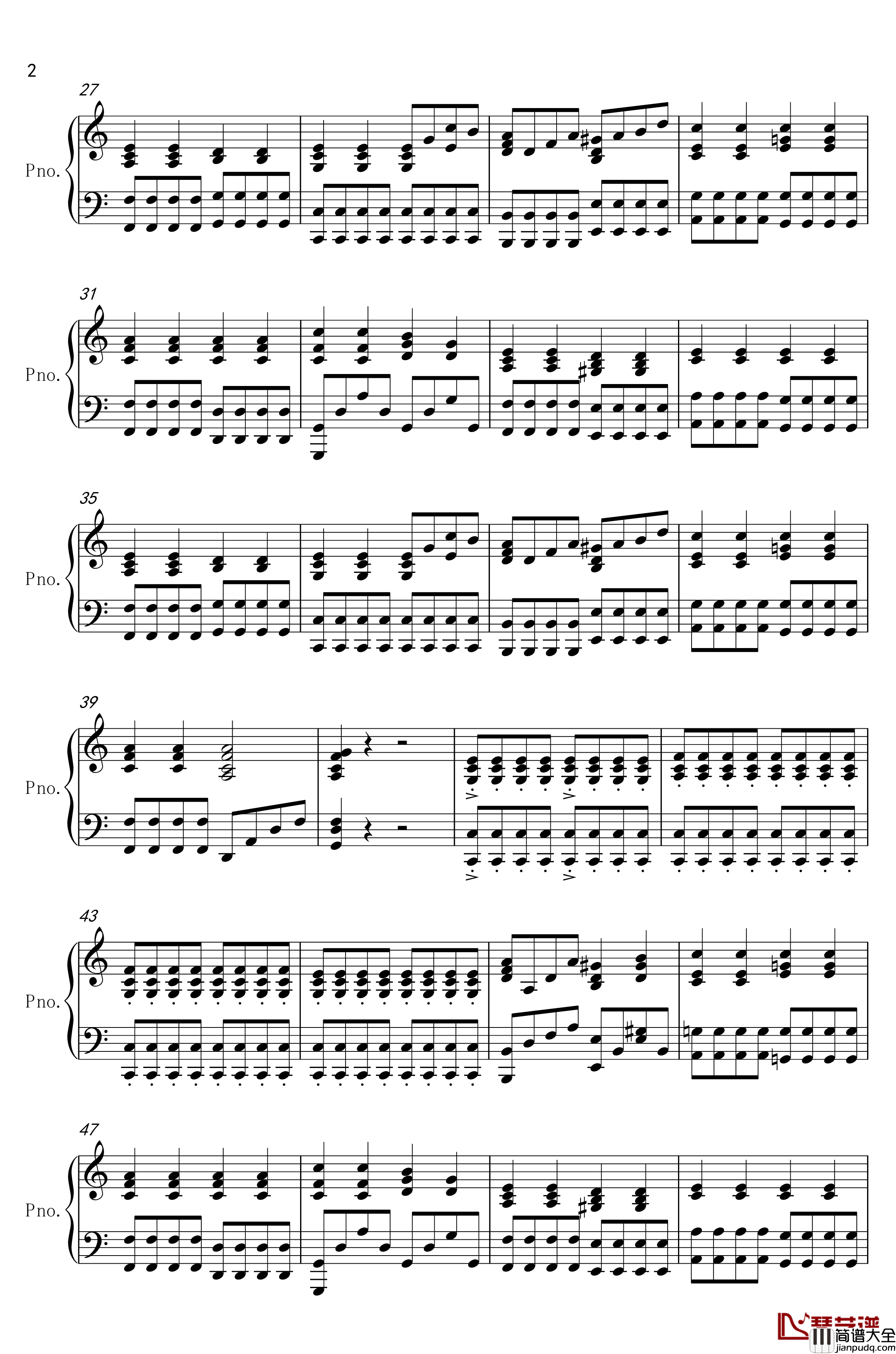 那女孩对我说钢琴谱_钢琴伴奏版_黄义达