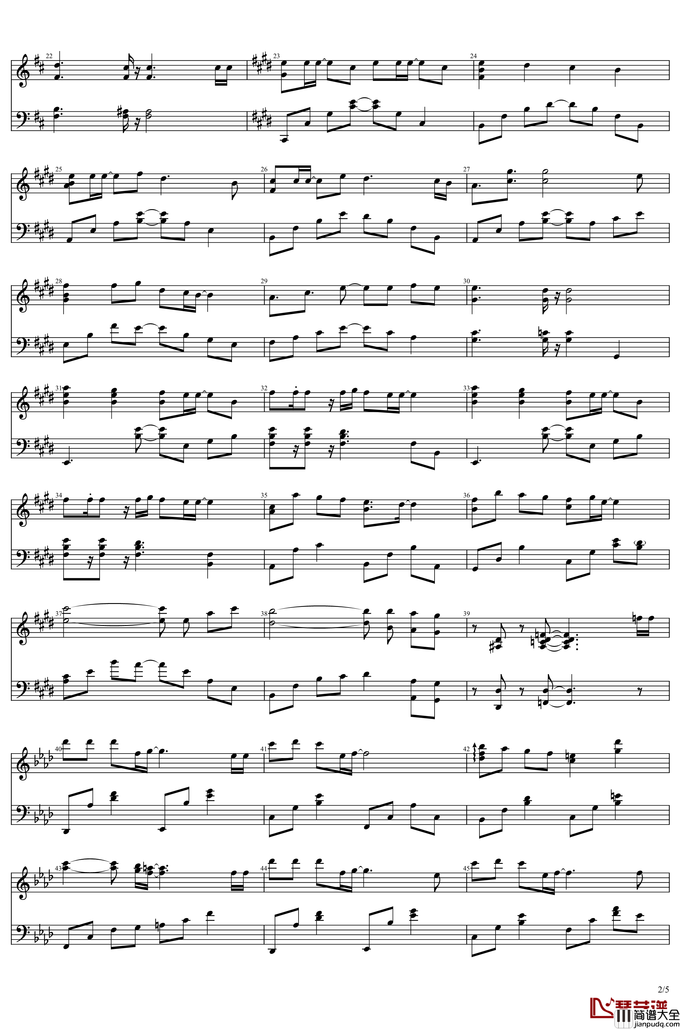 秋之回忆2_ova动画OP_Nocturne钢琴谱_Memories_Off*志仓千代丸*水树奈奈_志倉千代丸