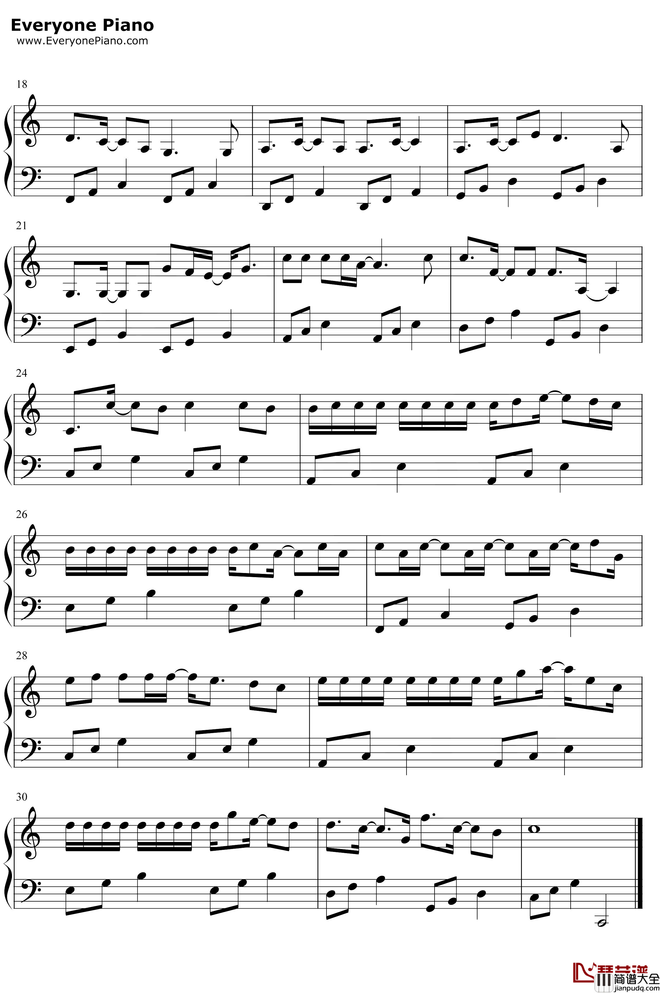 嚣张钢琴谱_en_你的一字一句犹如刀疤划心上_抖音热歌