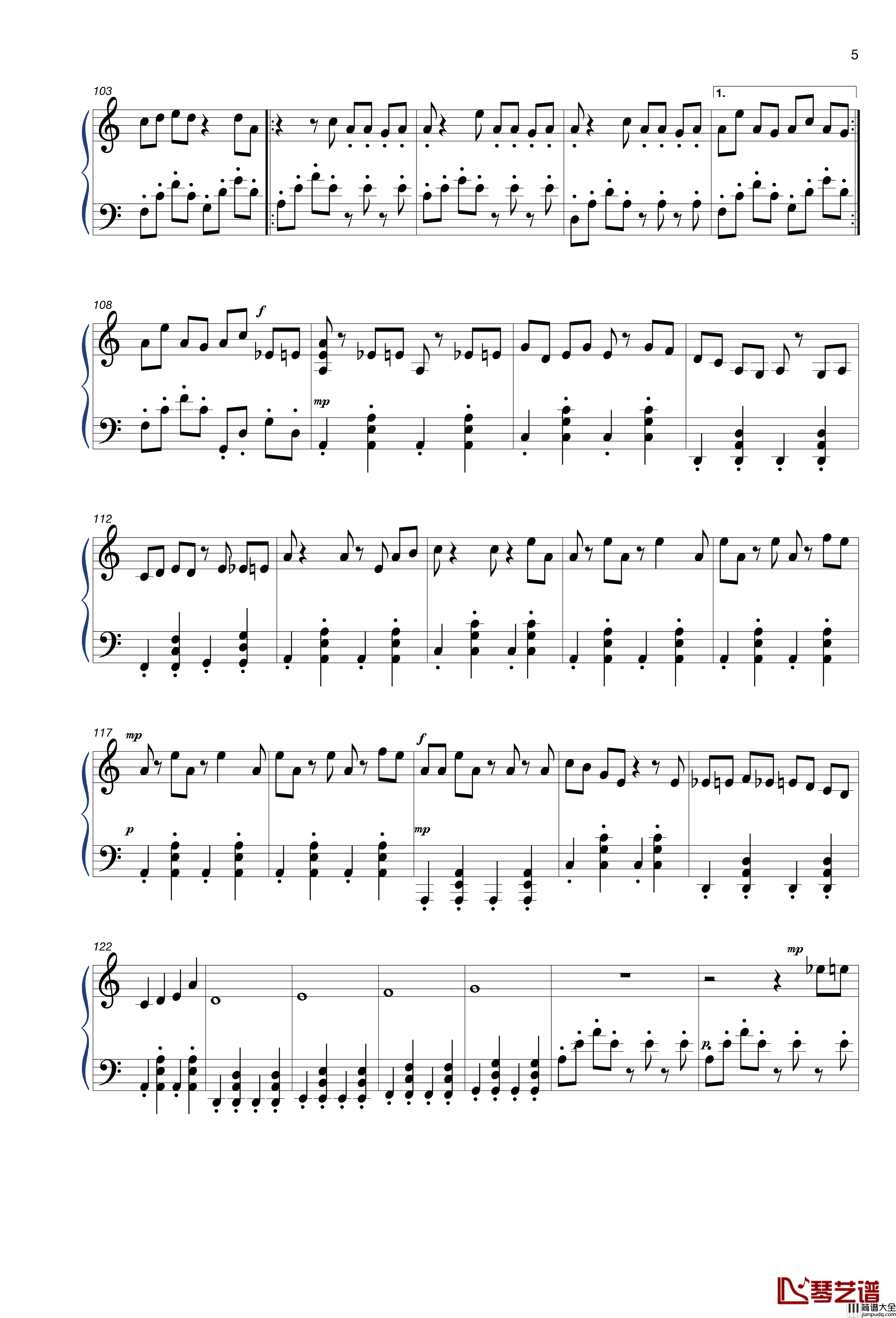 植物大战僵尸2现代时光钢琴谱_摩登世界