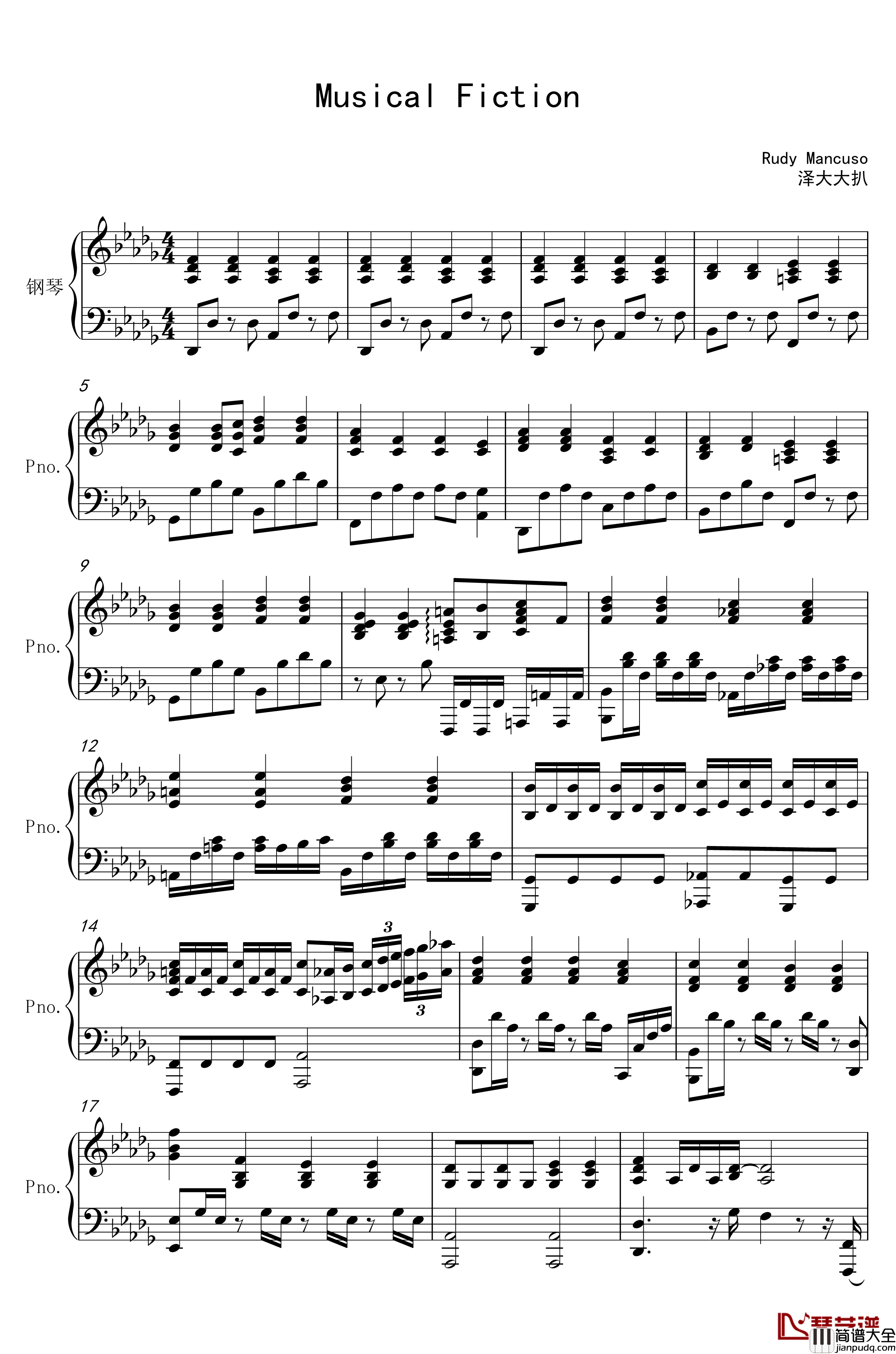 Musical_Fiction钢琴谱_Rudy_Rudy_Mancuso