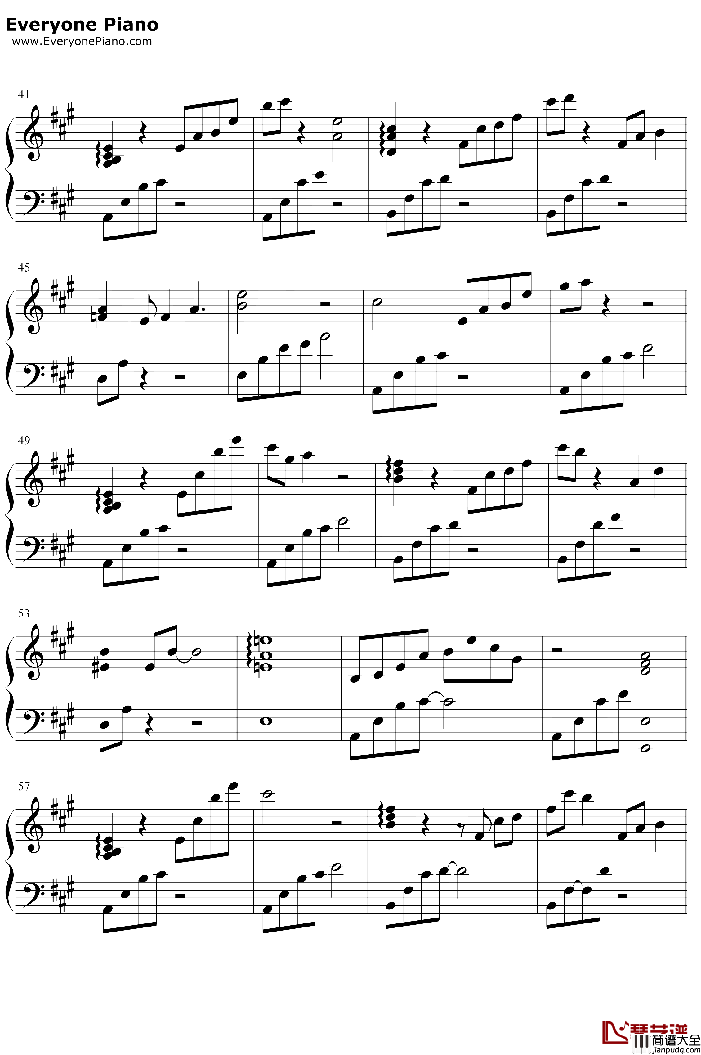 我在这里钢琴谱_张杰_完美伴奏版_二炮手插曲