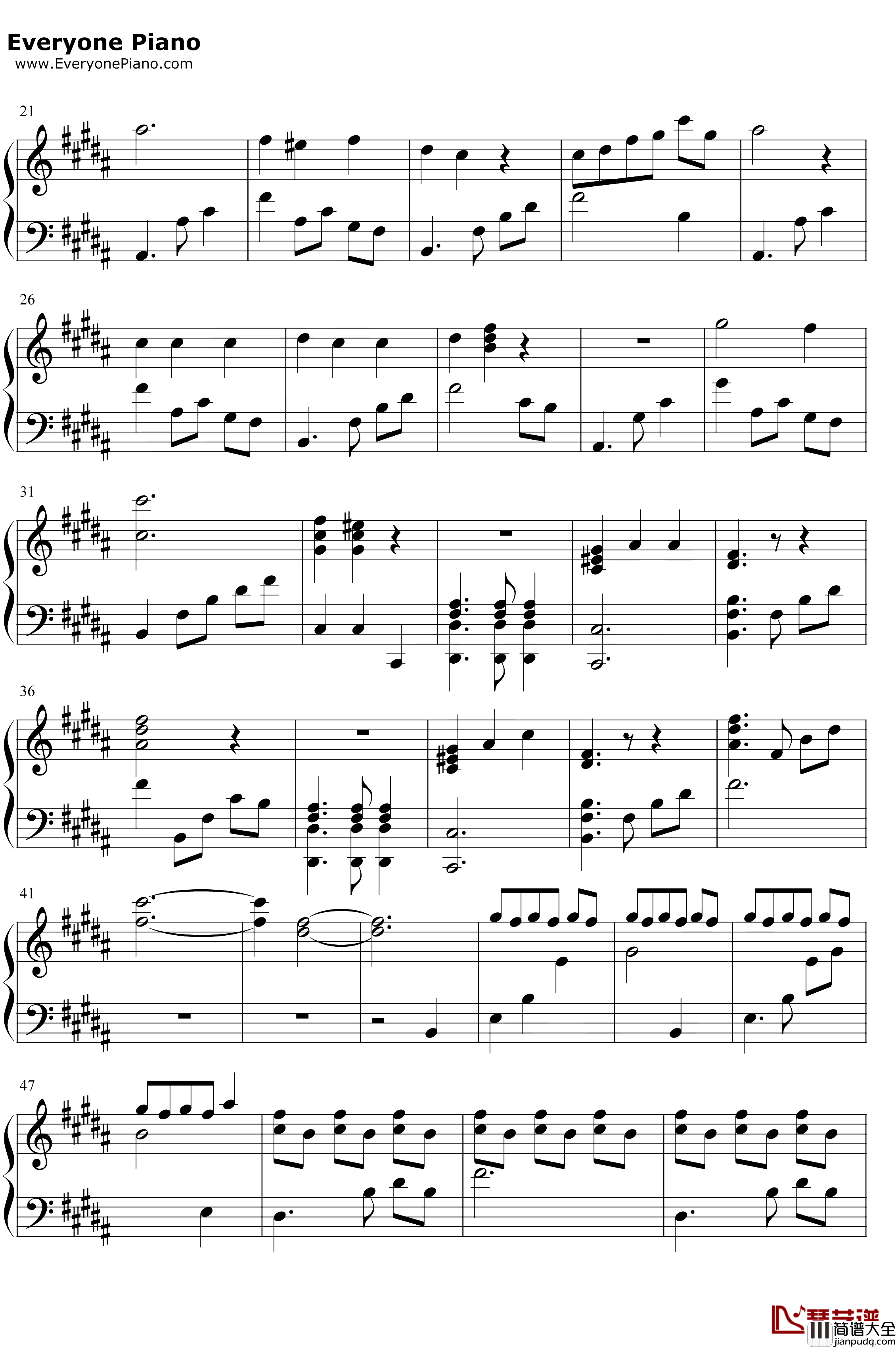 Fallin钢琴谱_marina_Charlotte剧中歌