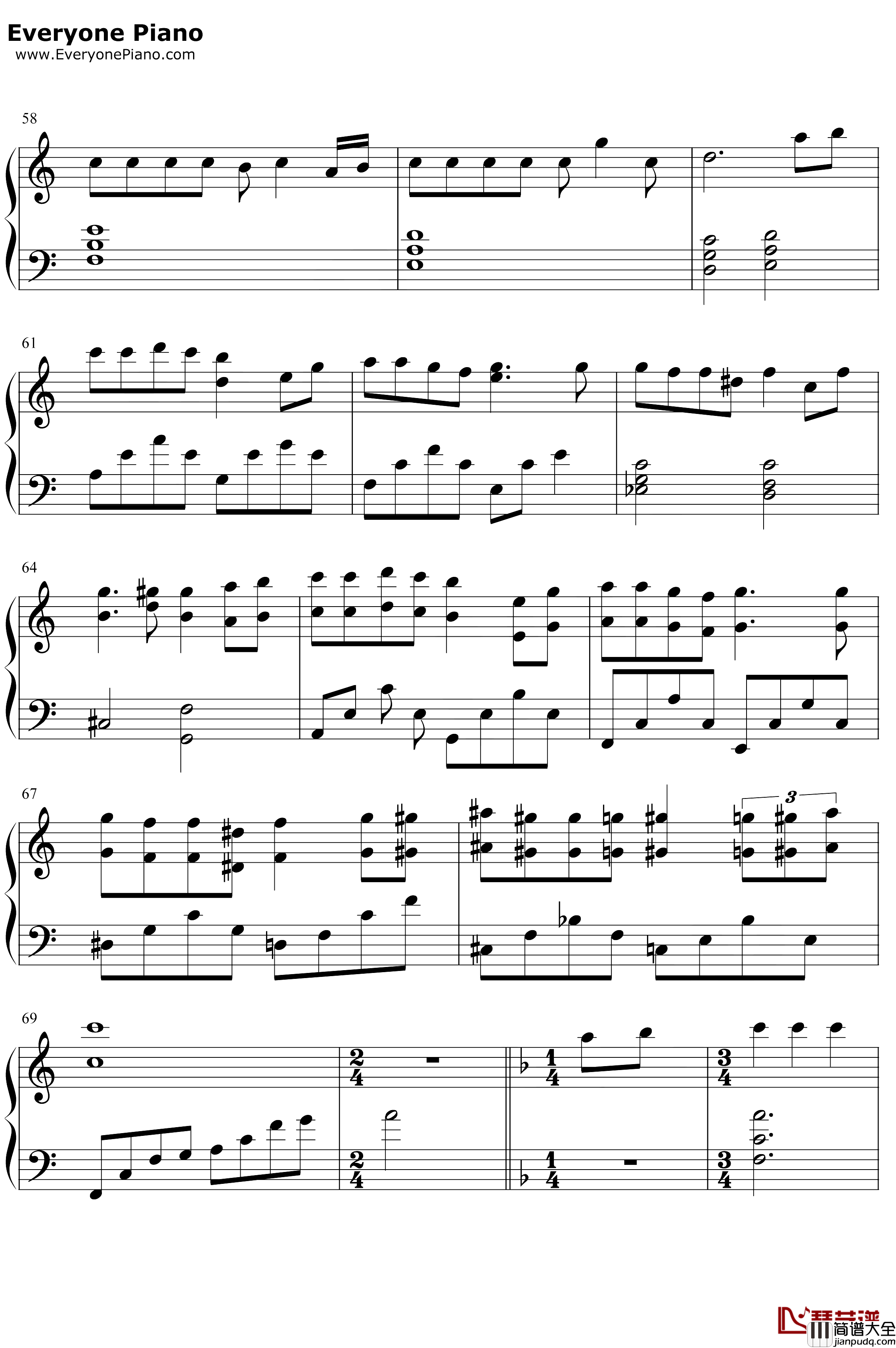 千与千寻BGM串烧钢琴谱_久石让_千与千寻BGM串烧