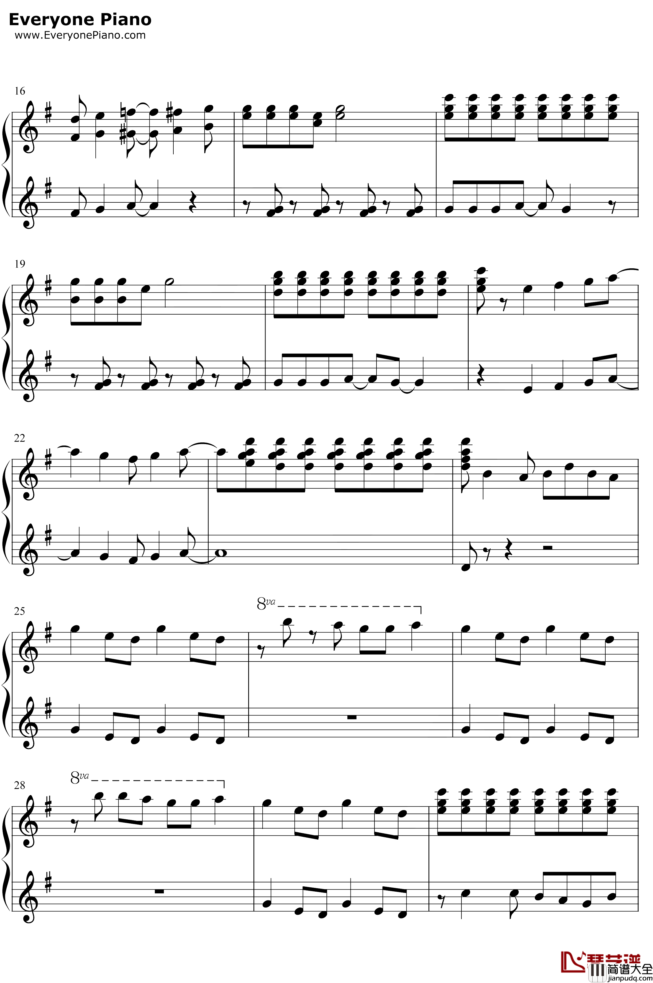 大家来跳舞钢琴谱_B.B.QUEENS_简单版_おどるポンポコリン