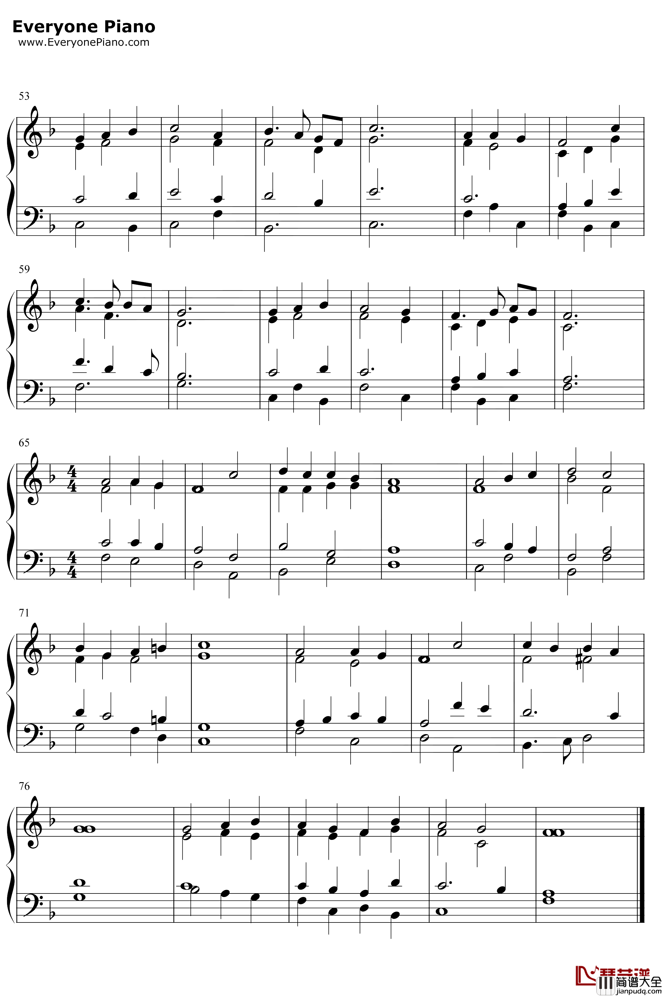 Abide_with_Me钢琴谱_William_Henry_Monk_Eventide_与主同行