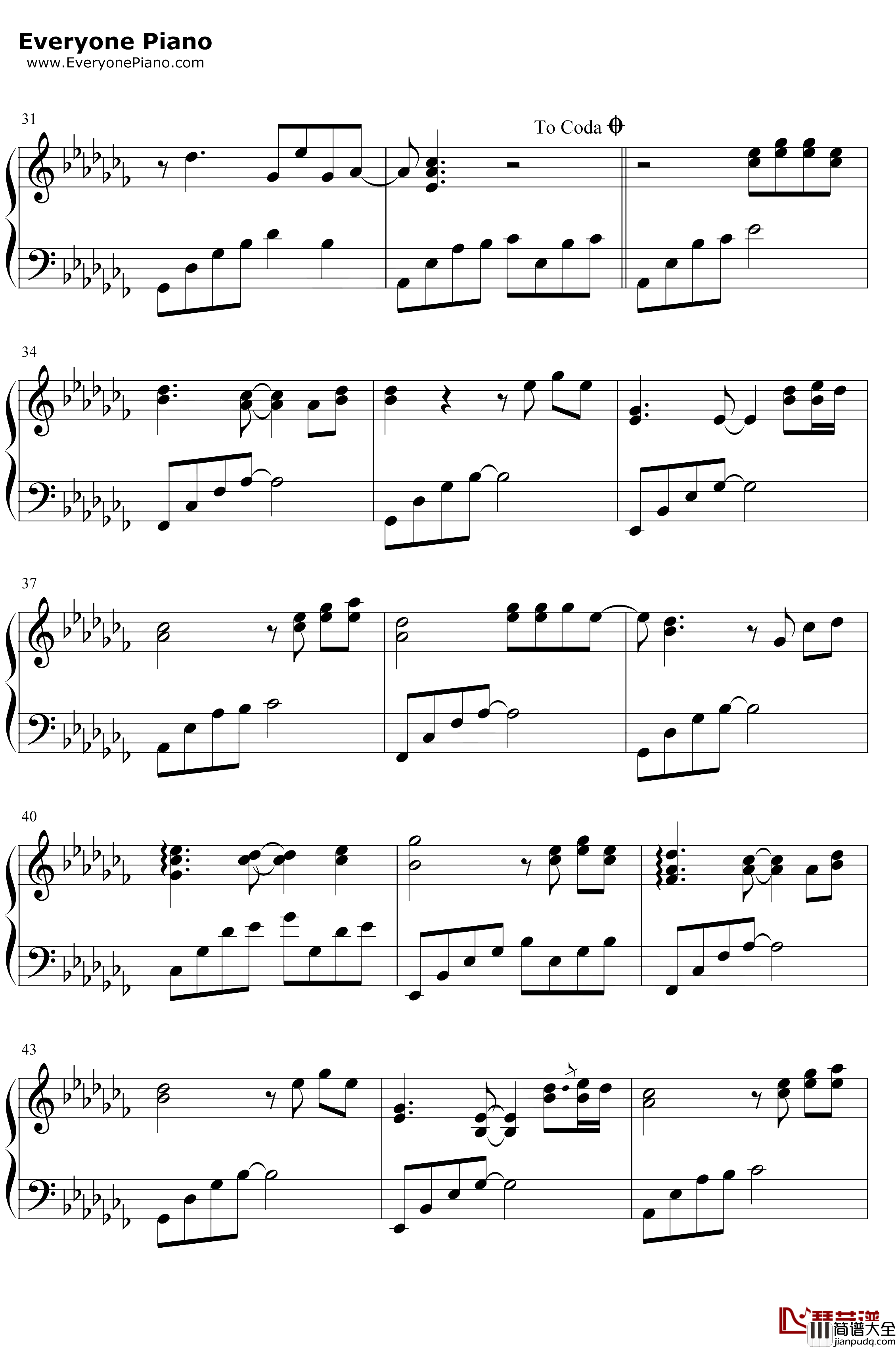 故梦钢琴谱_双笙_改编版