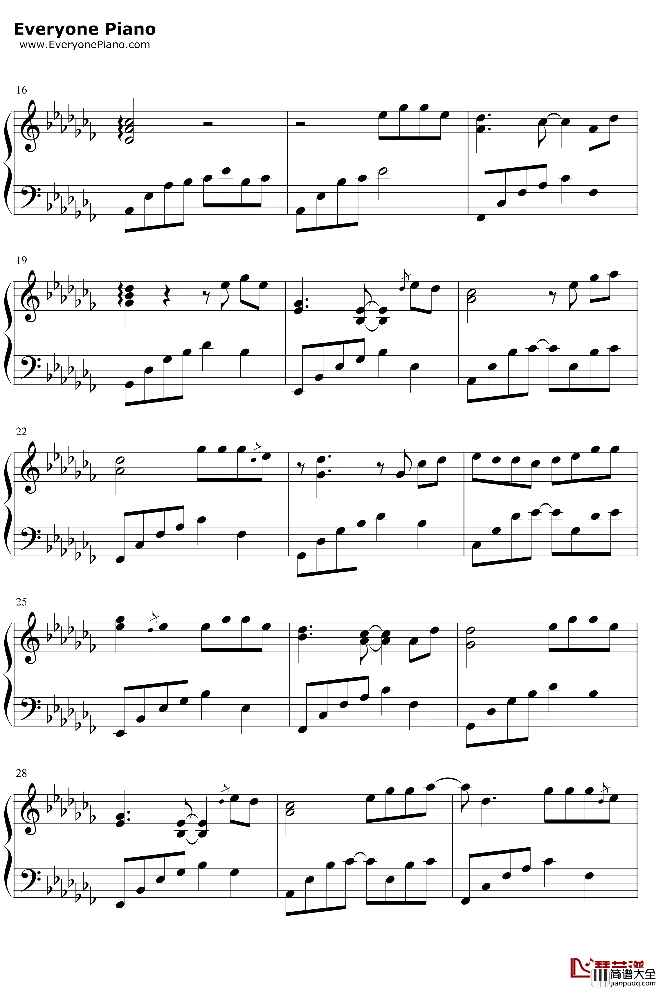 故梦钢琴谱_双笙_改编版