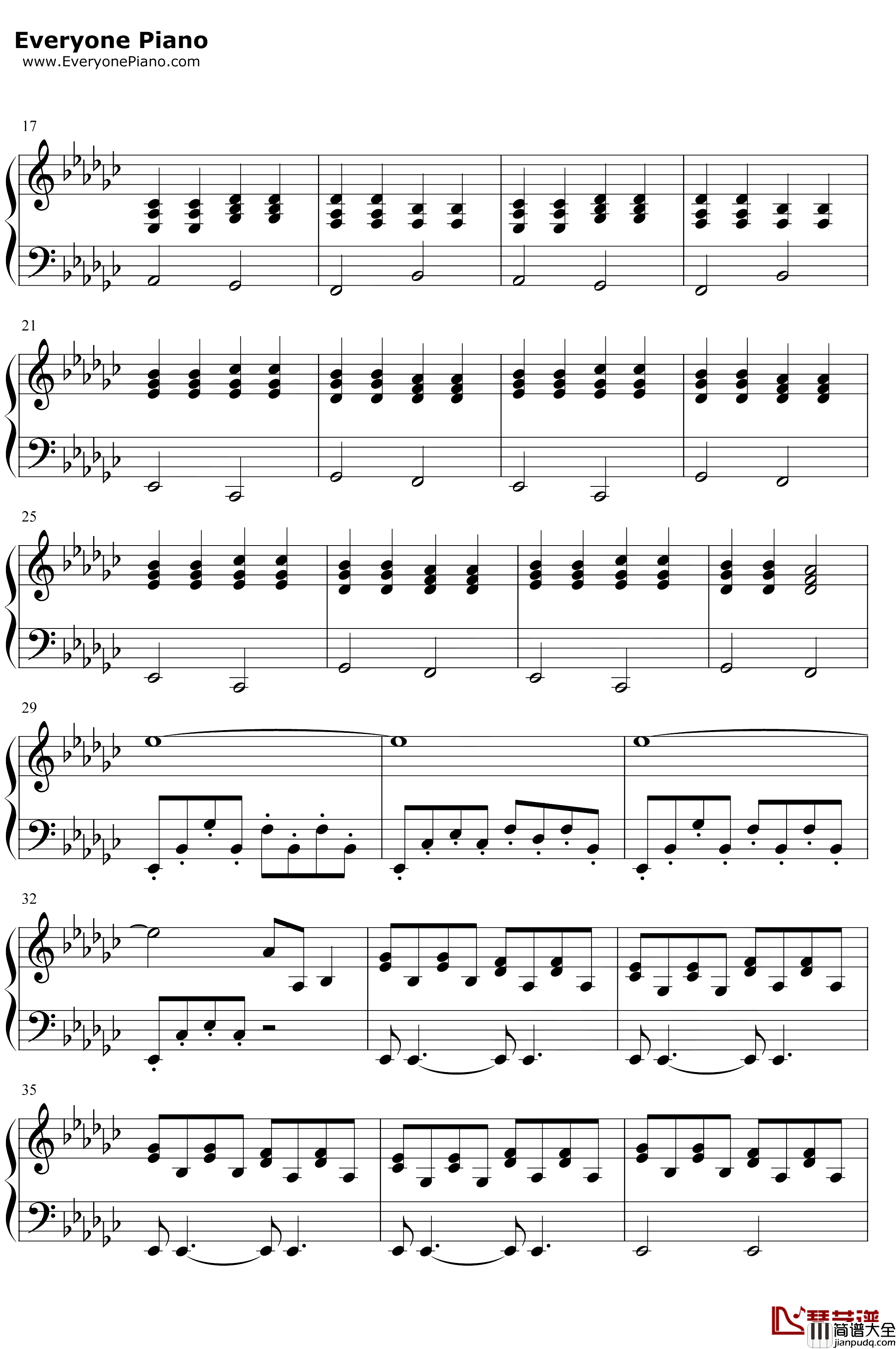 Lying_Down钢琴谱_CelineDion_伴奏谱