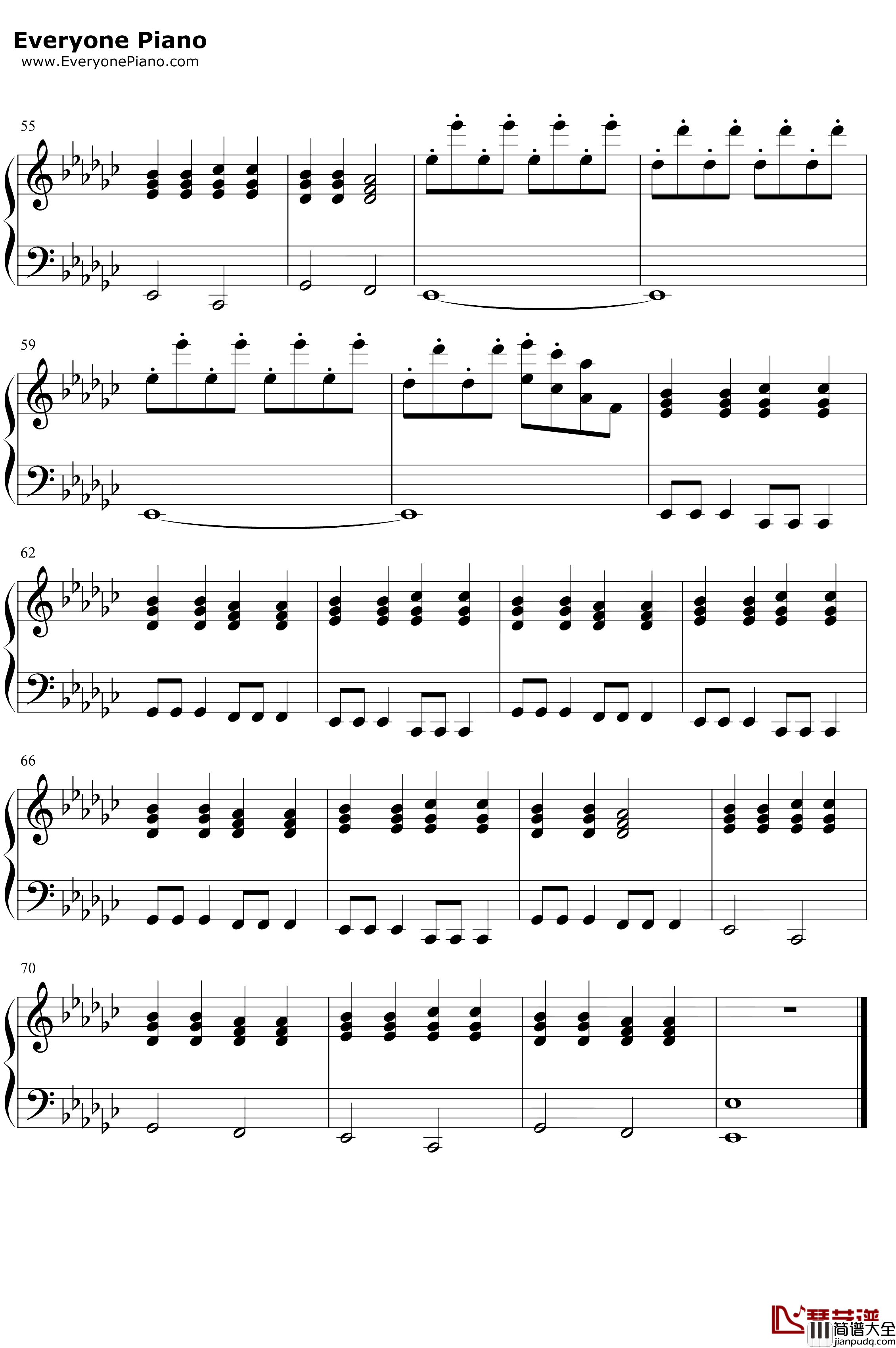 Lying_Down钢琴谱_CelineDion_伴奏谱