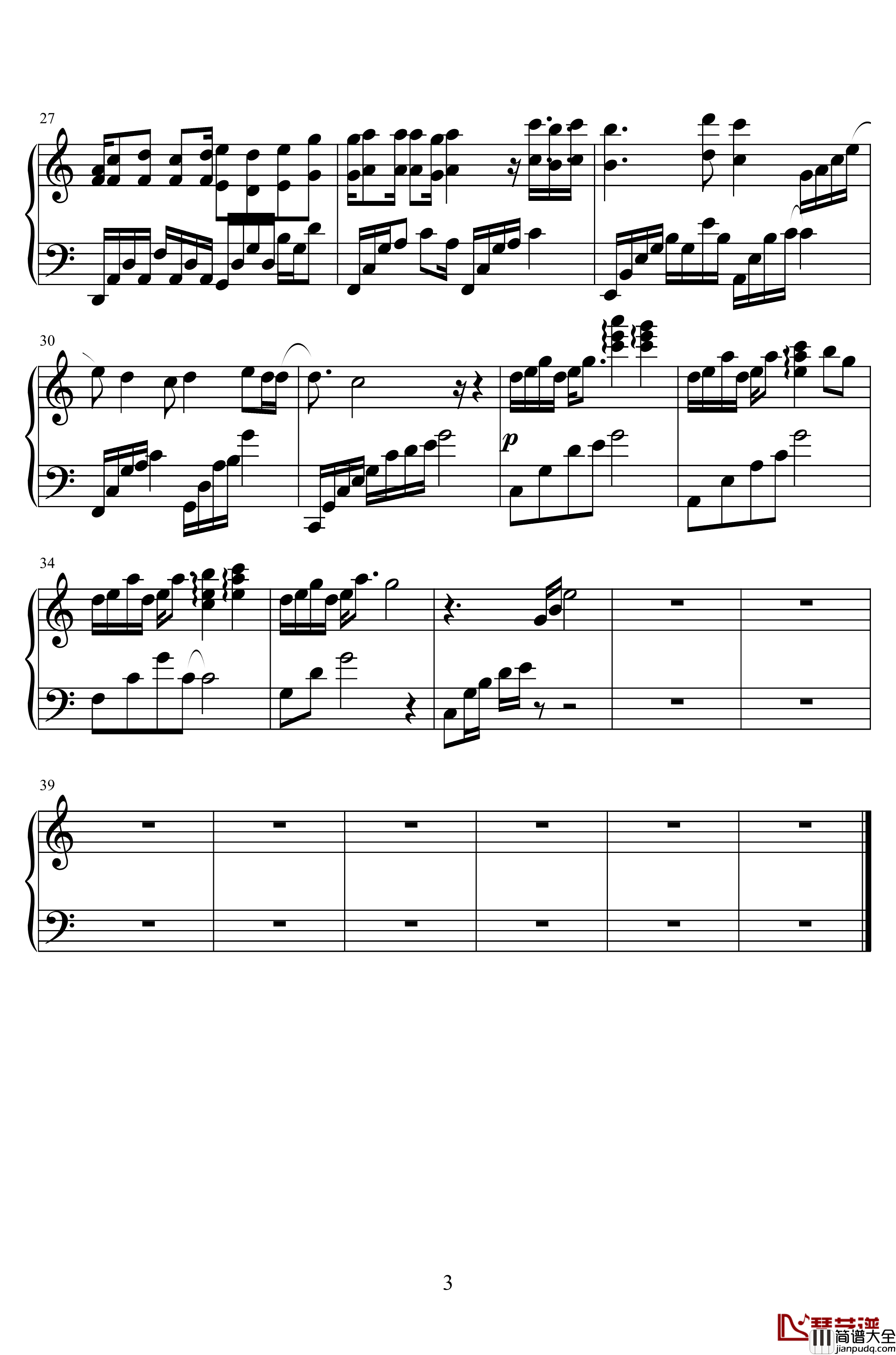 万人非你钢琴谱_古风歌_河图