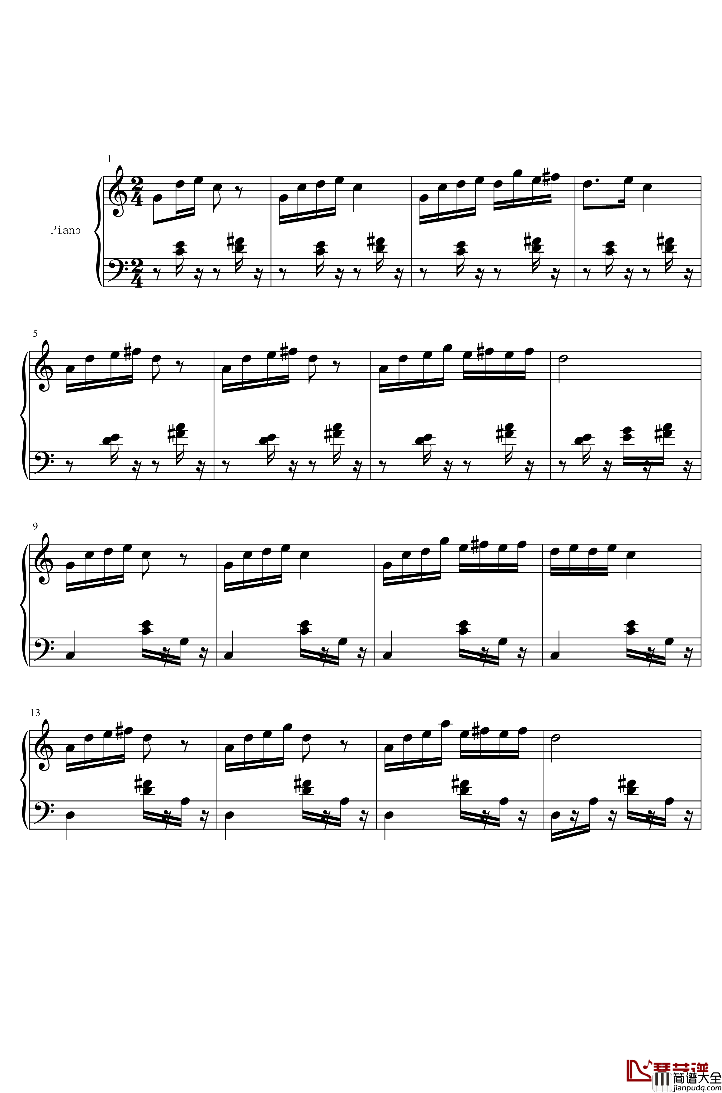 山水主题第三幻想曲钢琴谱_江畔新绿