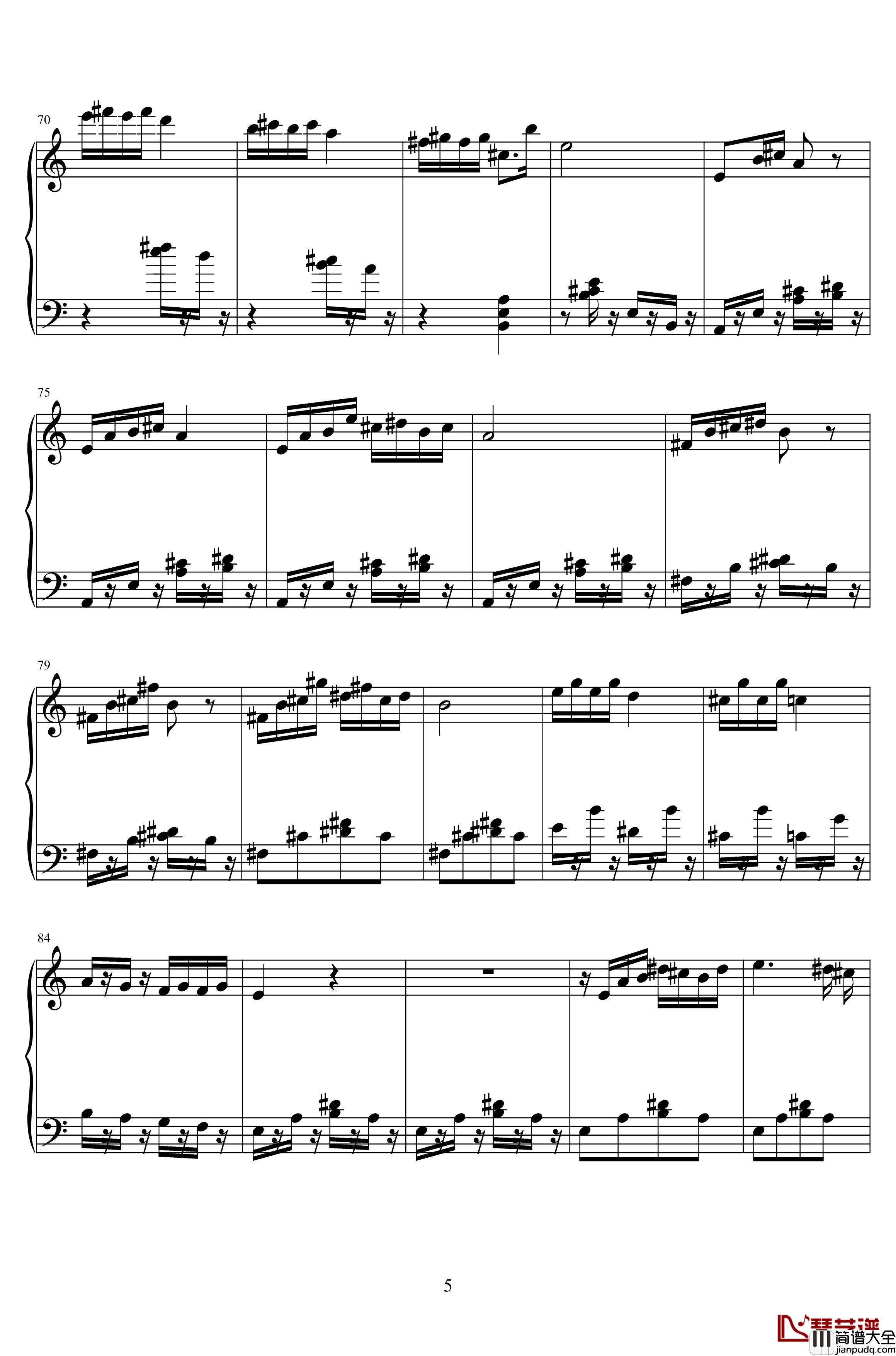 山水主题第三幻想曲钢琴谱_江畔新绿