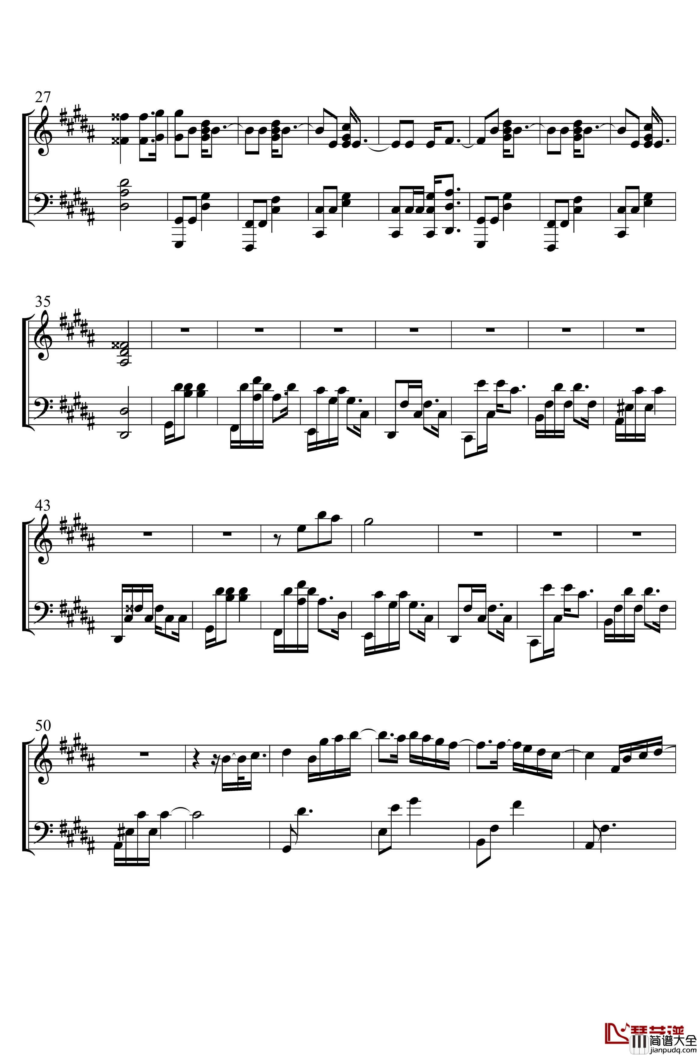 Done_For_Me钢琴谱_德鲁纳酒店插曲