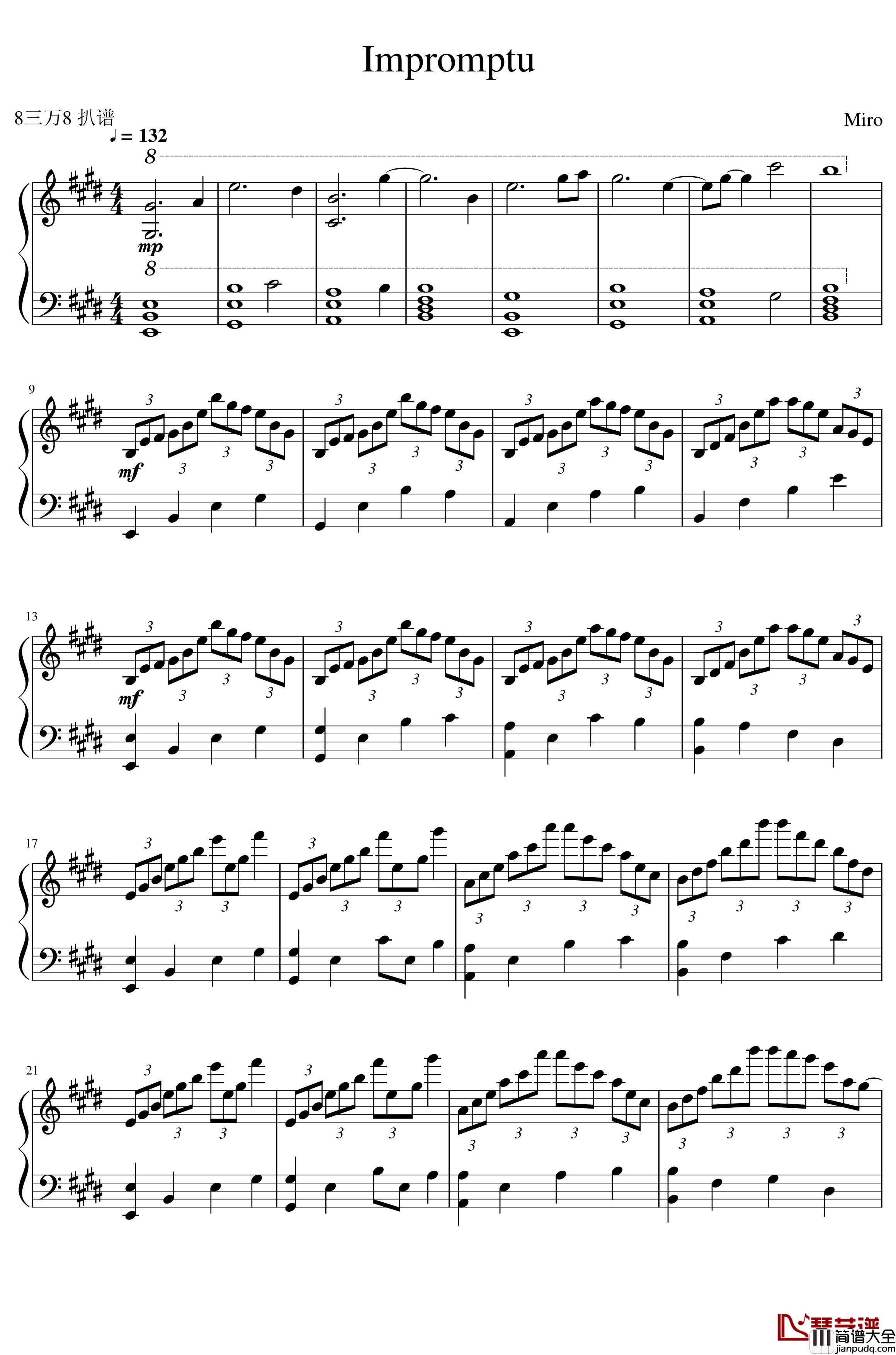 Impromptu钢琴谱_Miro