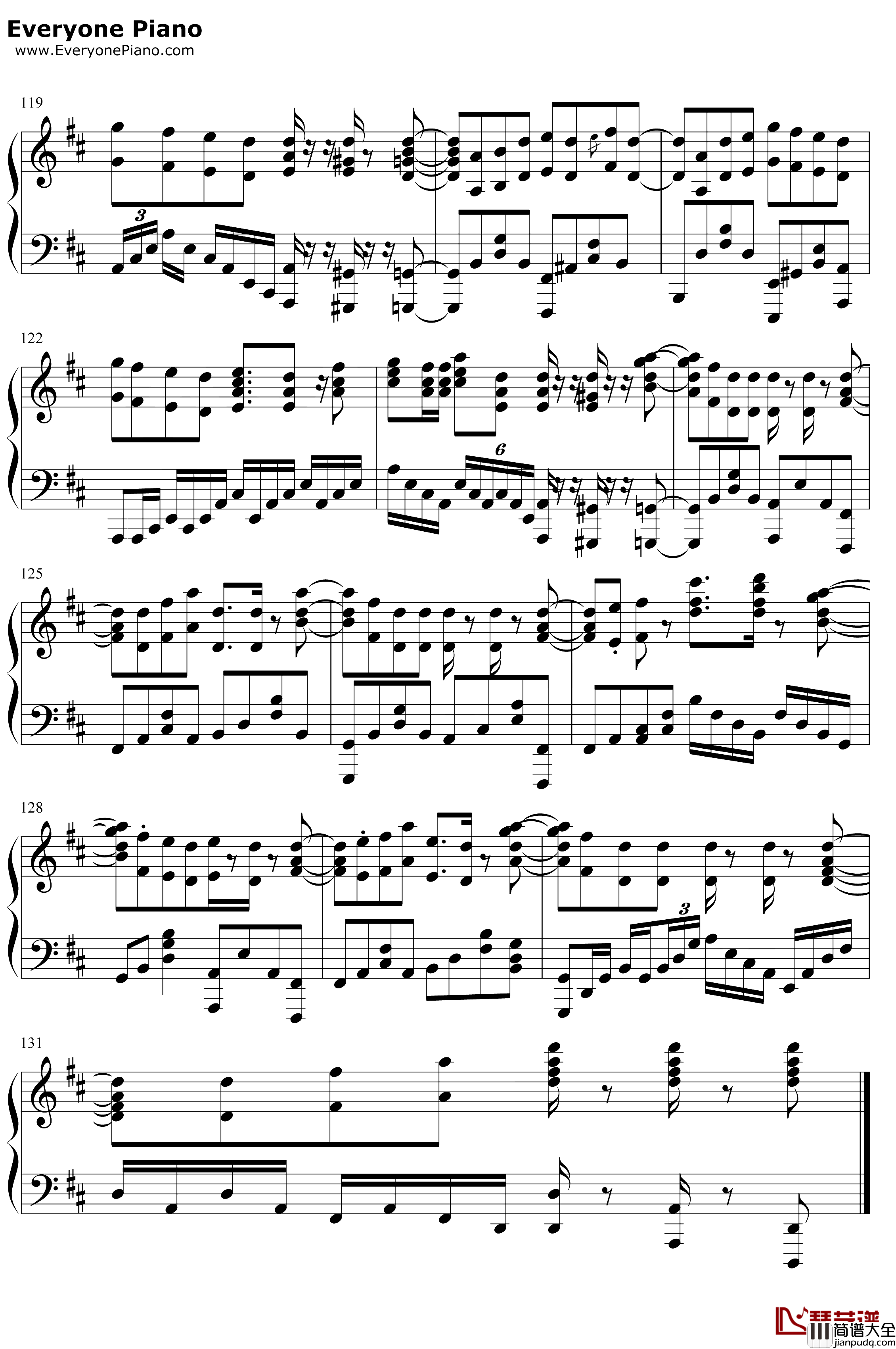 パパパ钢琴谱_齐藤朱夏_喜欢本大爷的竟然就你一个OP