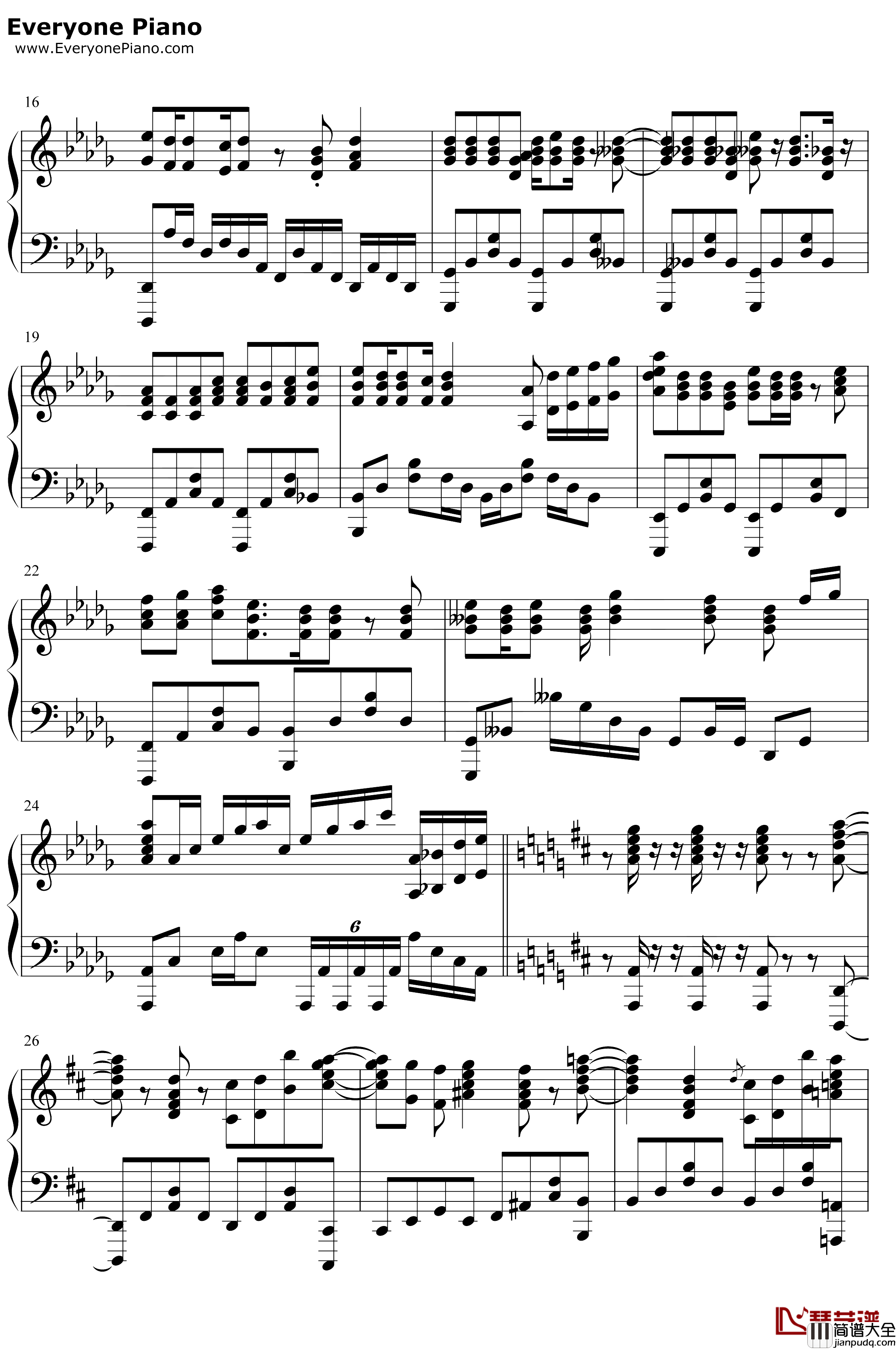 パパパ钢琴谱_齐藤朱夏_喜欢本大爷的竟然就你一个OP