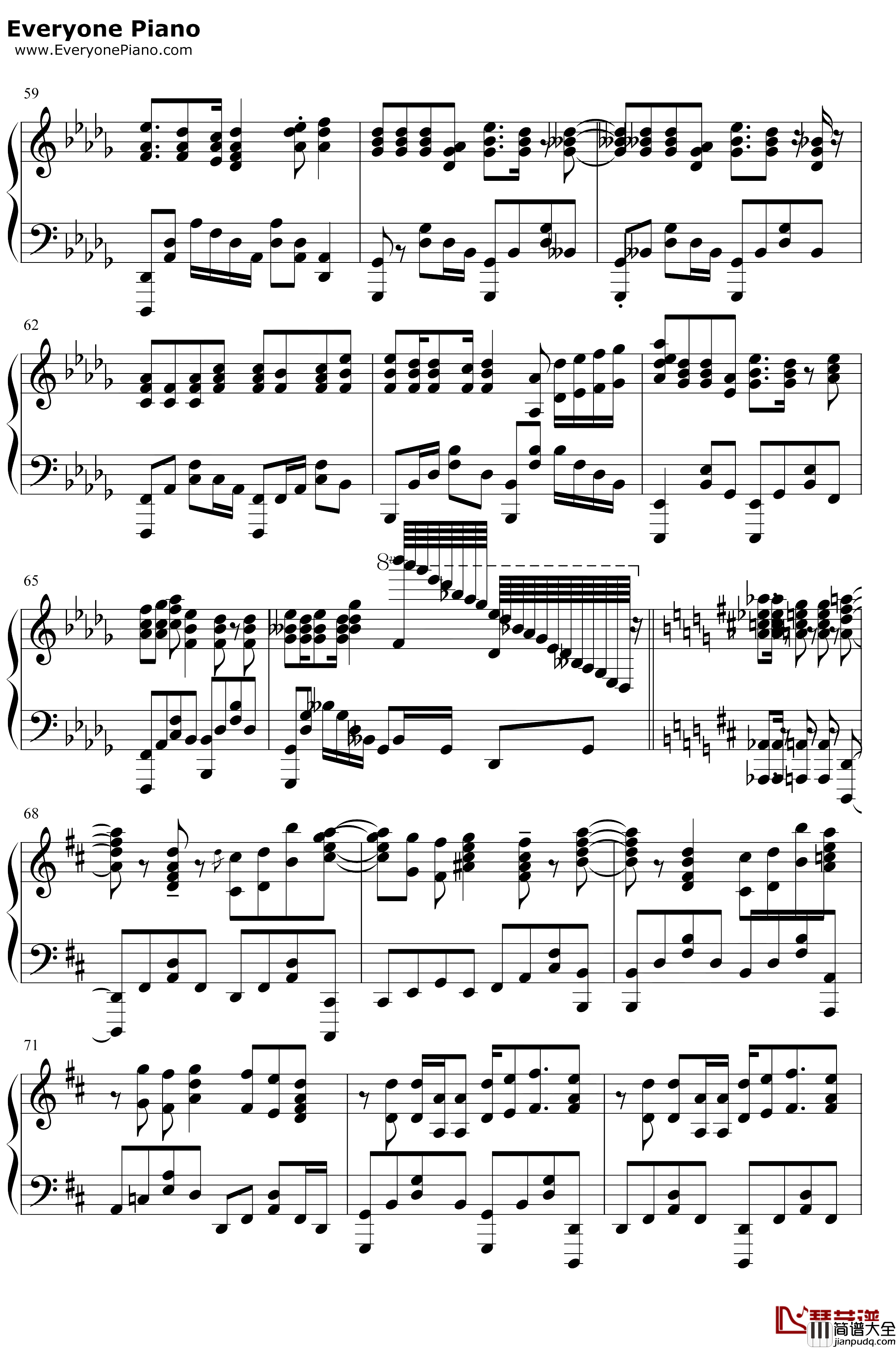 パパパ钢琴谱_齐藤朱夏_喜欢本大爷的竟然就你一个OP