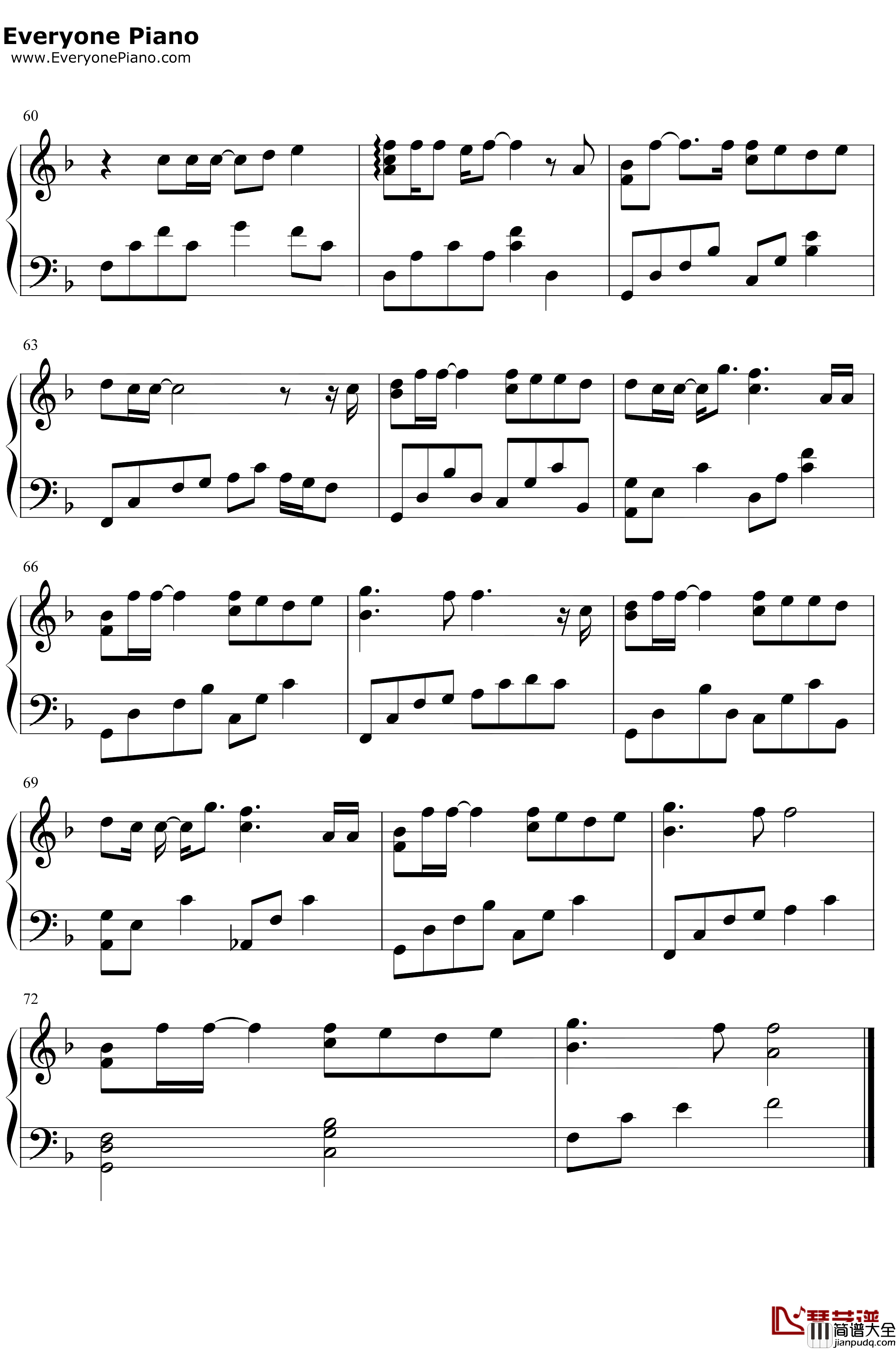 华生钢琴谱_陈绮贞