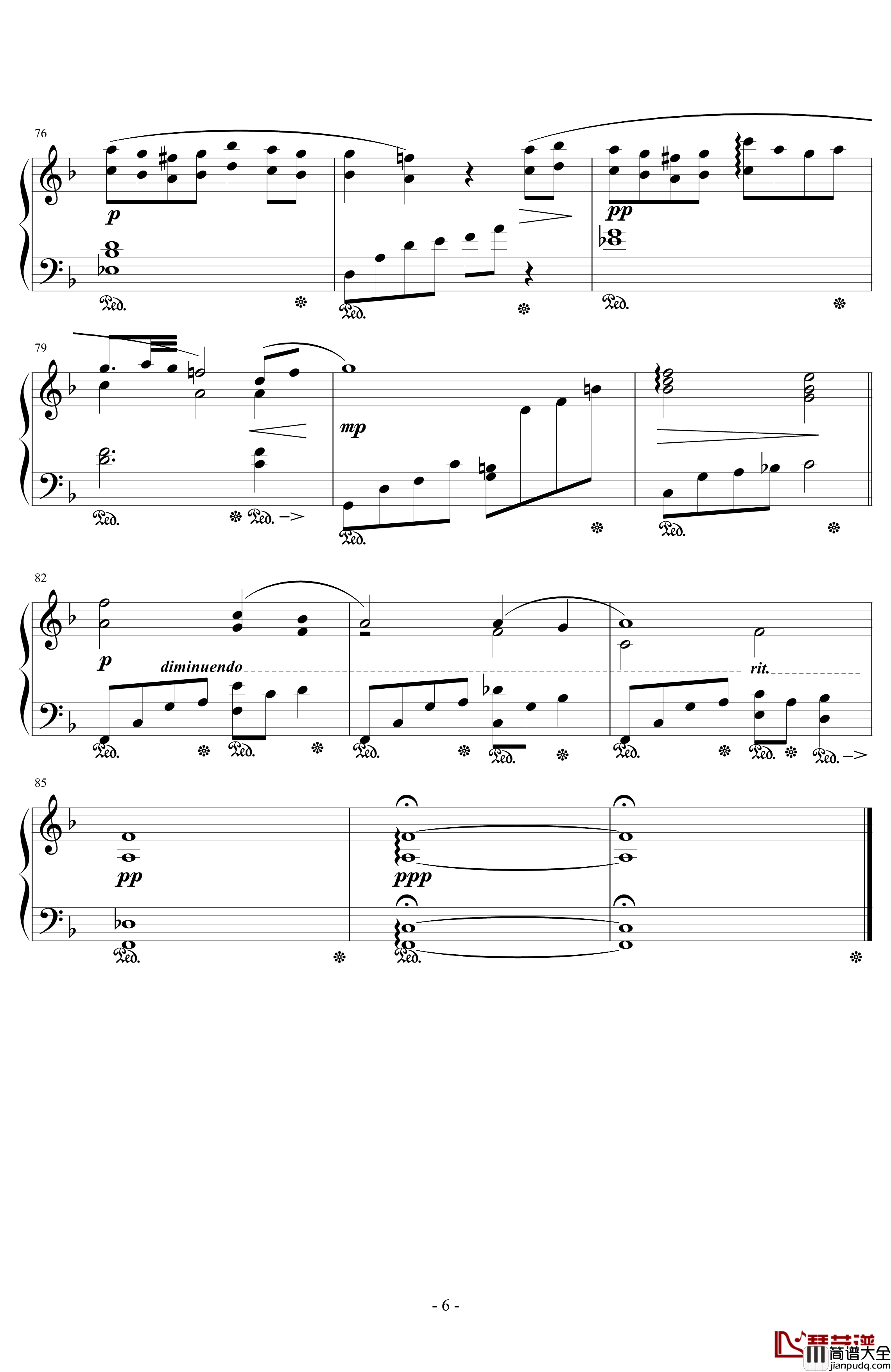 写给蒂法的歌钢琴谱_FFVII_AC_浜口史郎