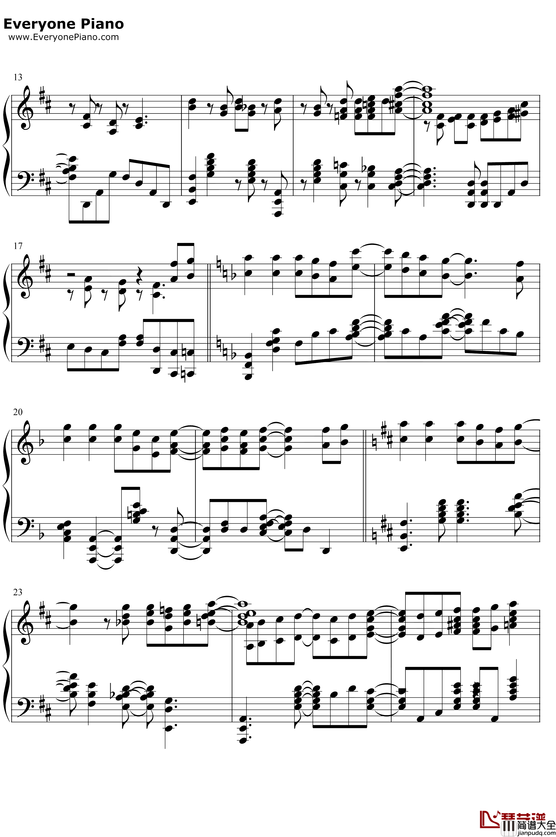 町かどタンジェント钢琴谱_小原好美鬼头明里_街角魔族OP