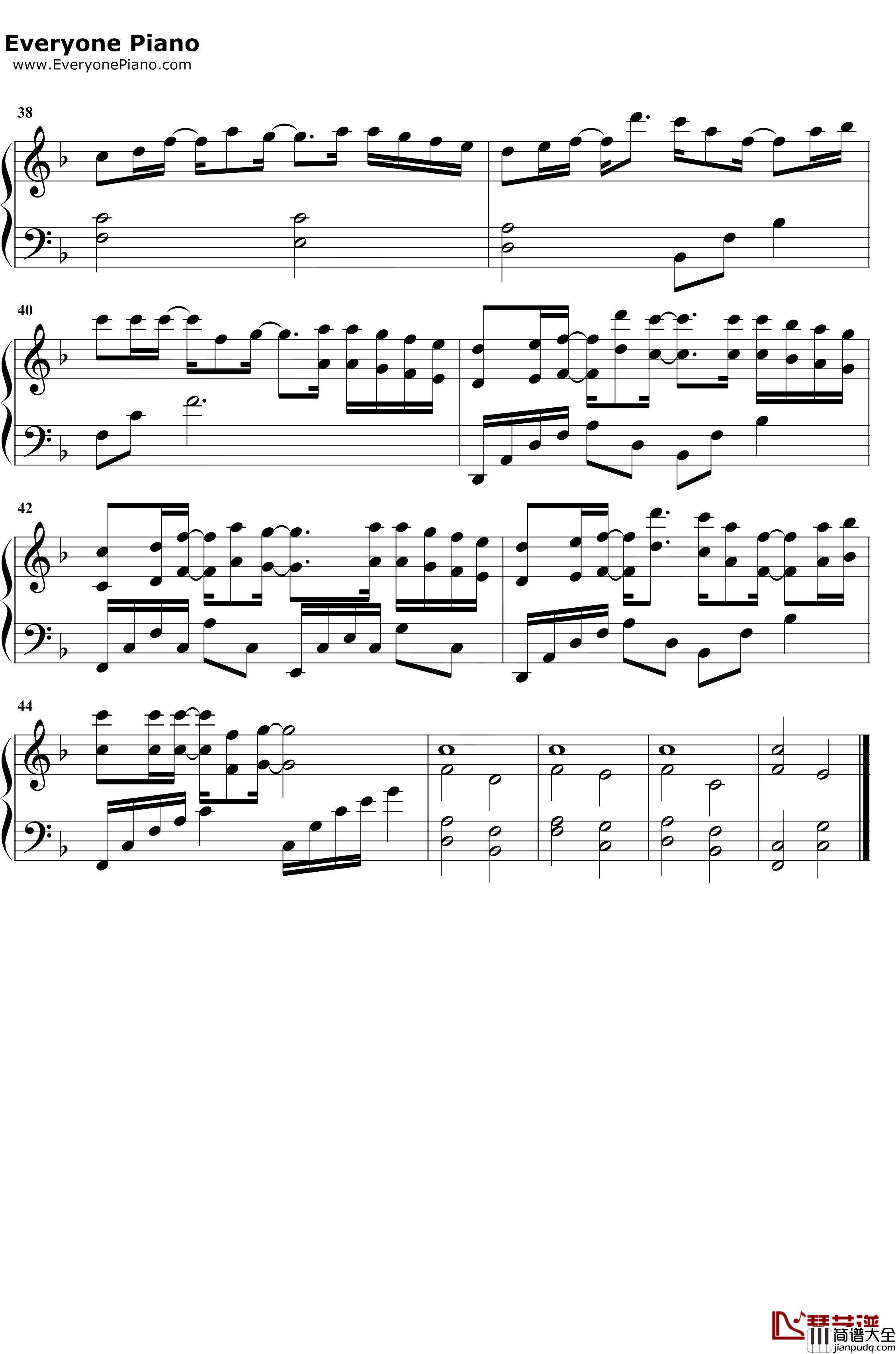 既视感钢琴谱_冯提莫