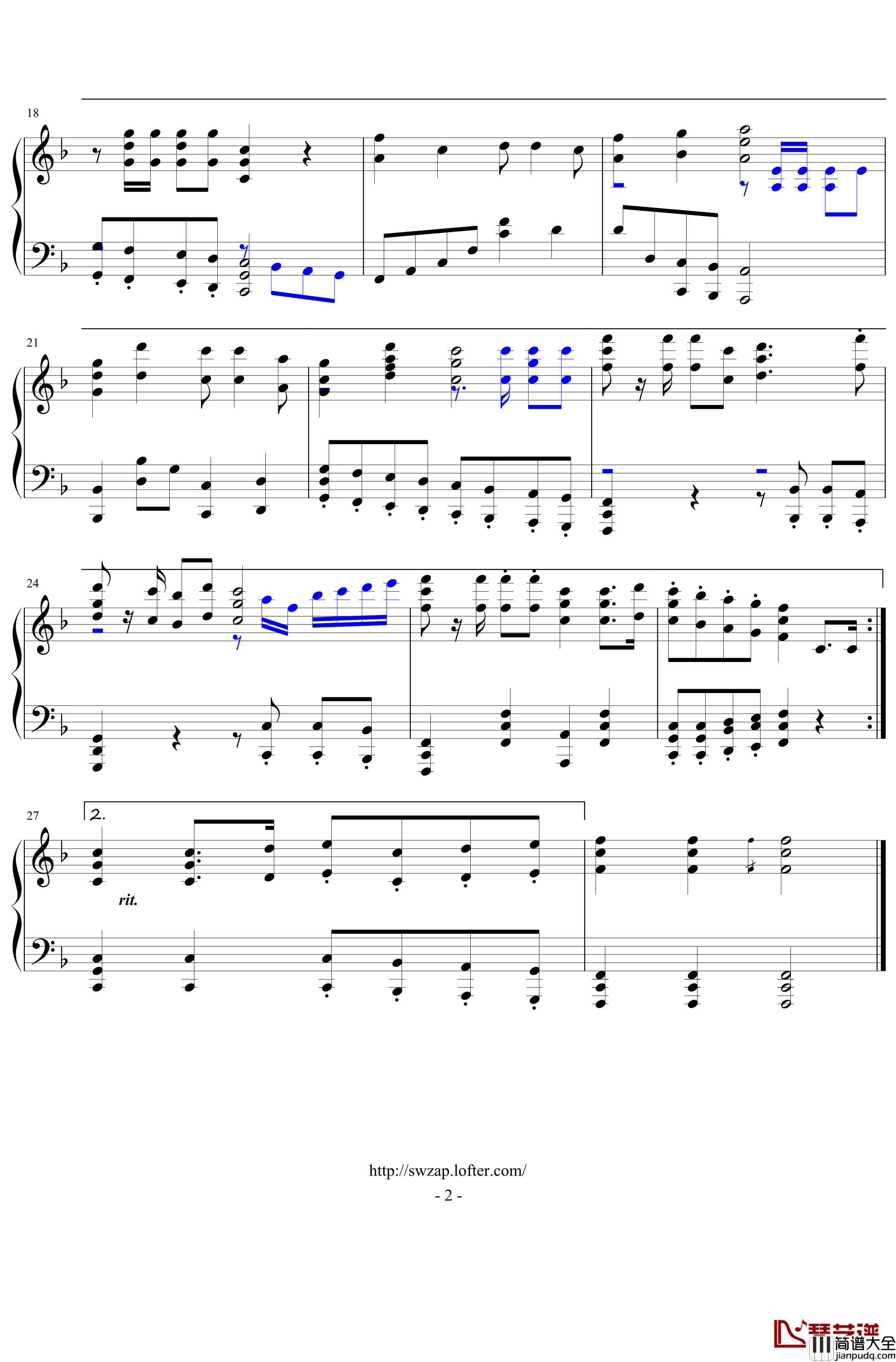 歌唱祖国钢琴谱_改编自管弦乐版_王莘