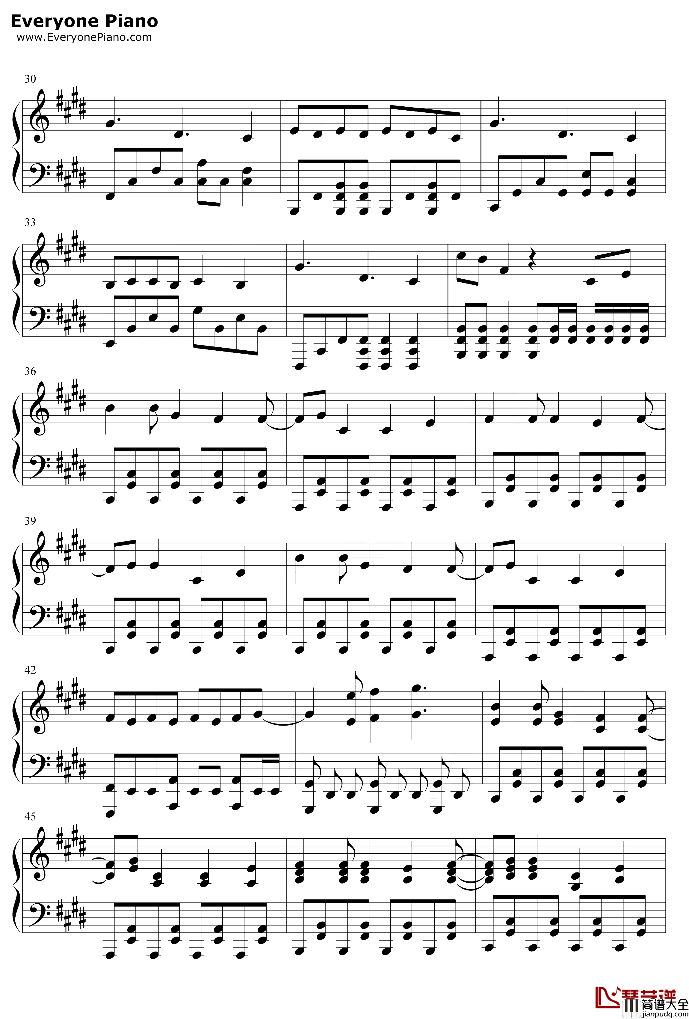 逆浪千秋钢琴谱_言和_2018年哔哩哔哩拜年祭