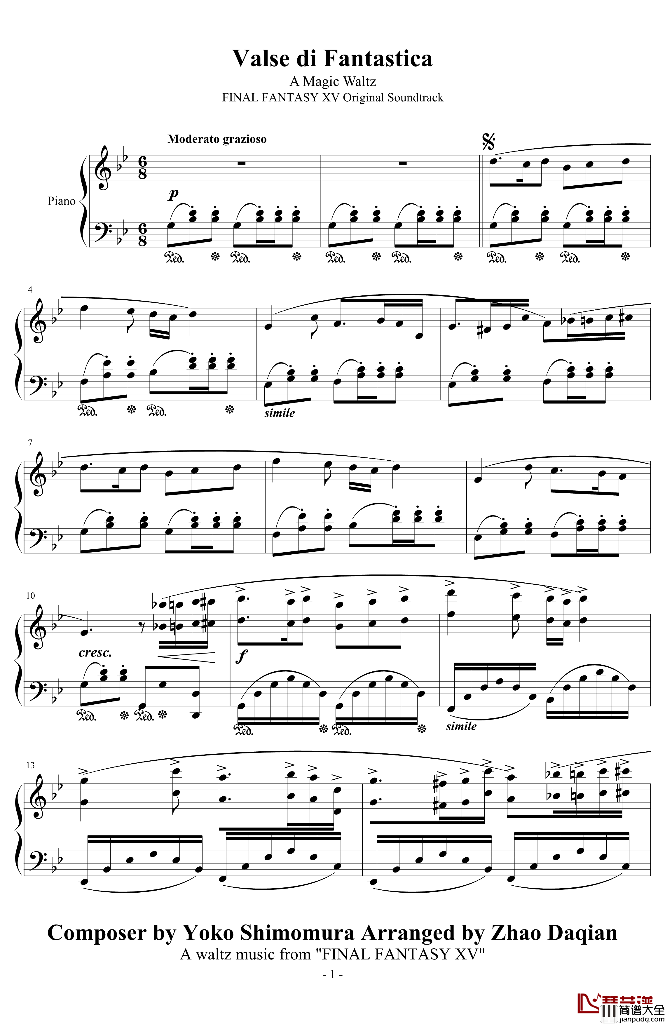 Valse_di_Fantastica钢琴谱_下村阳子
