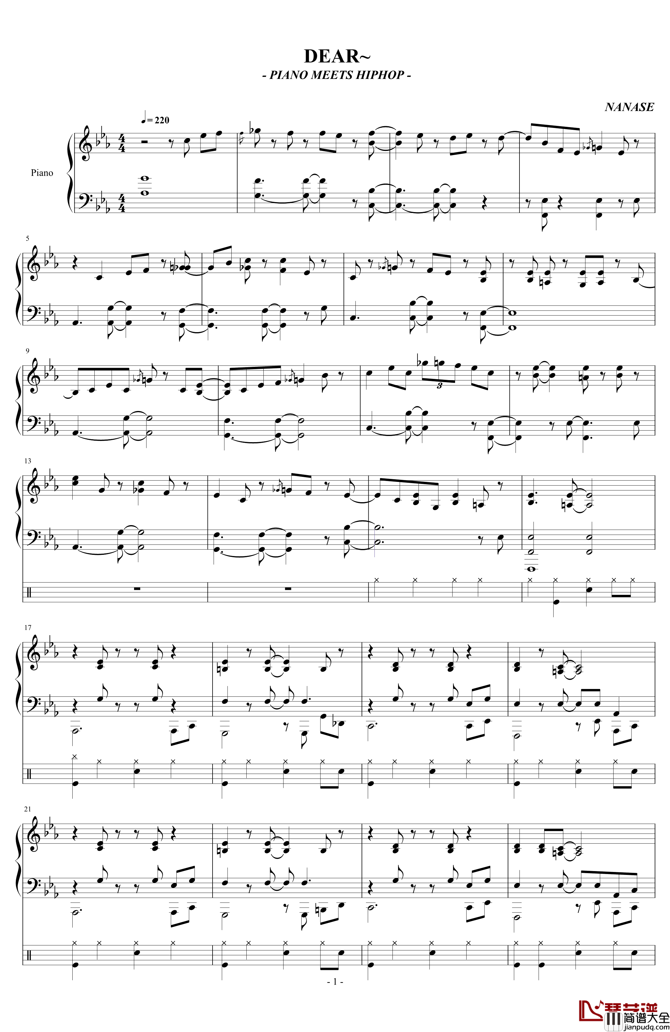 Dear钢琴谱_NANASE