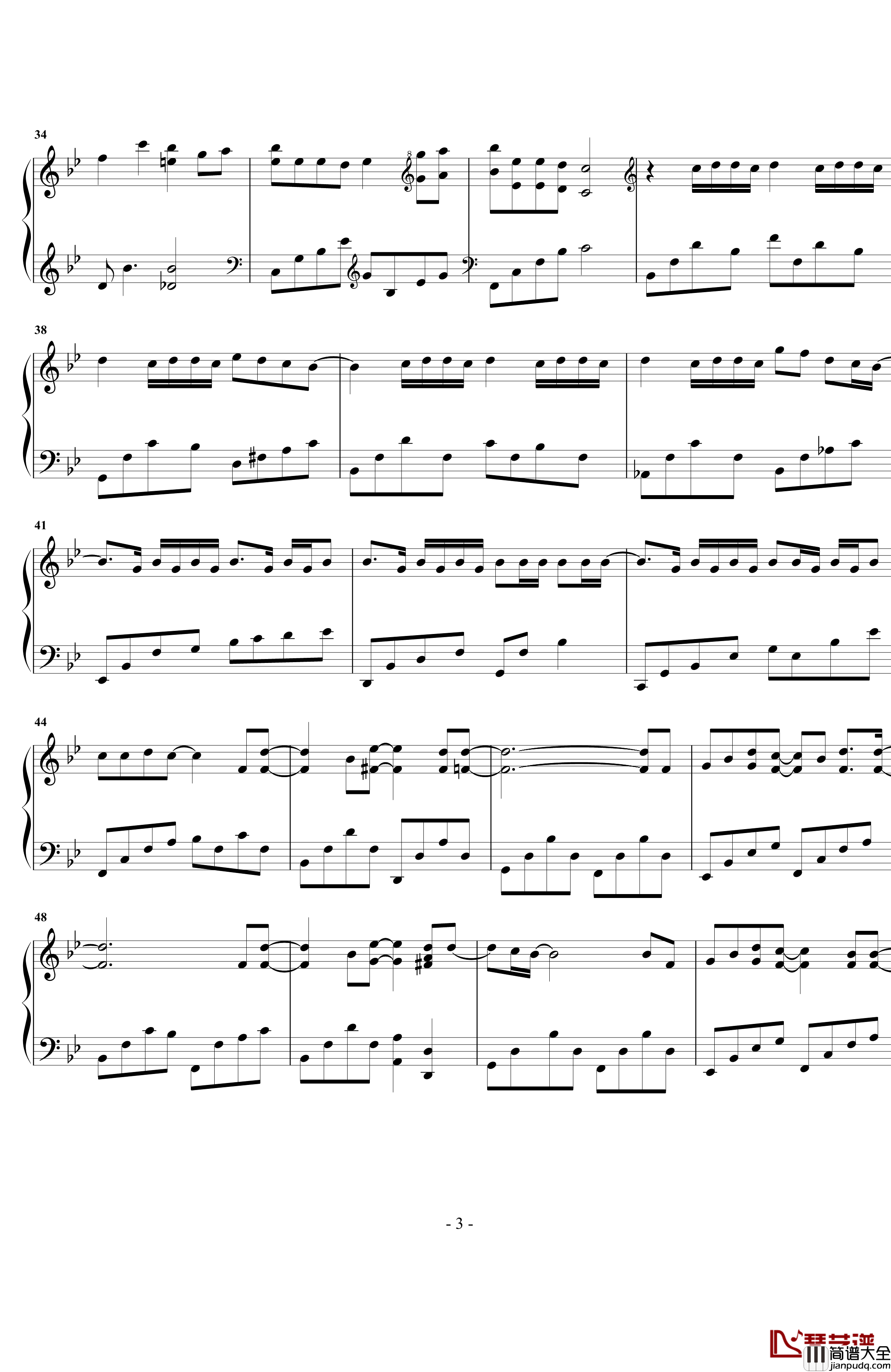 说好不哭钢琴谱_原声独奏_周杰伦