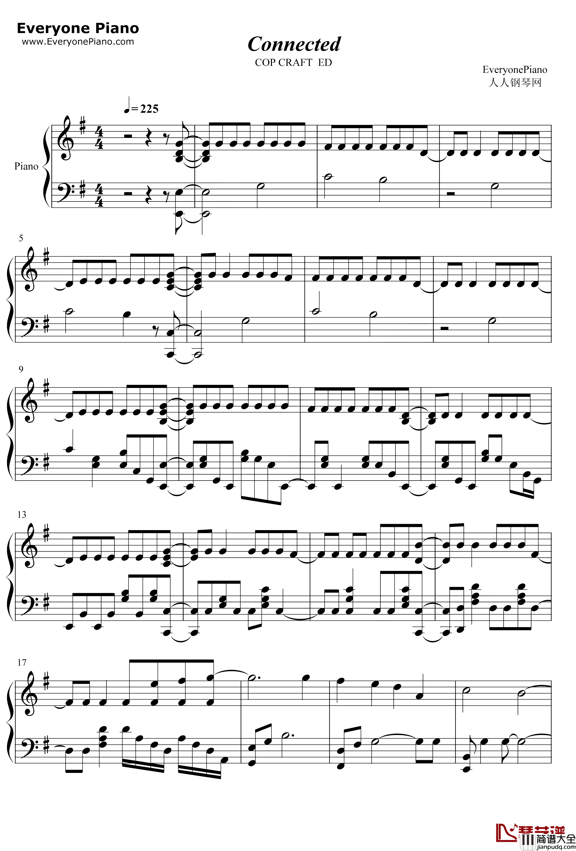 Connected钢琴谱_吉冈茉祐_COPCRAFTED