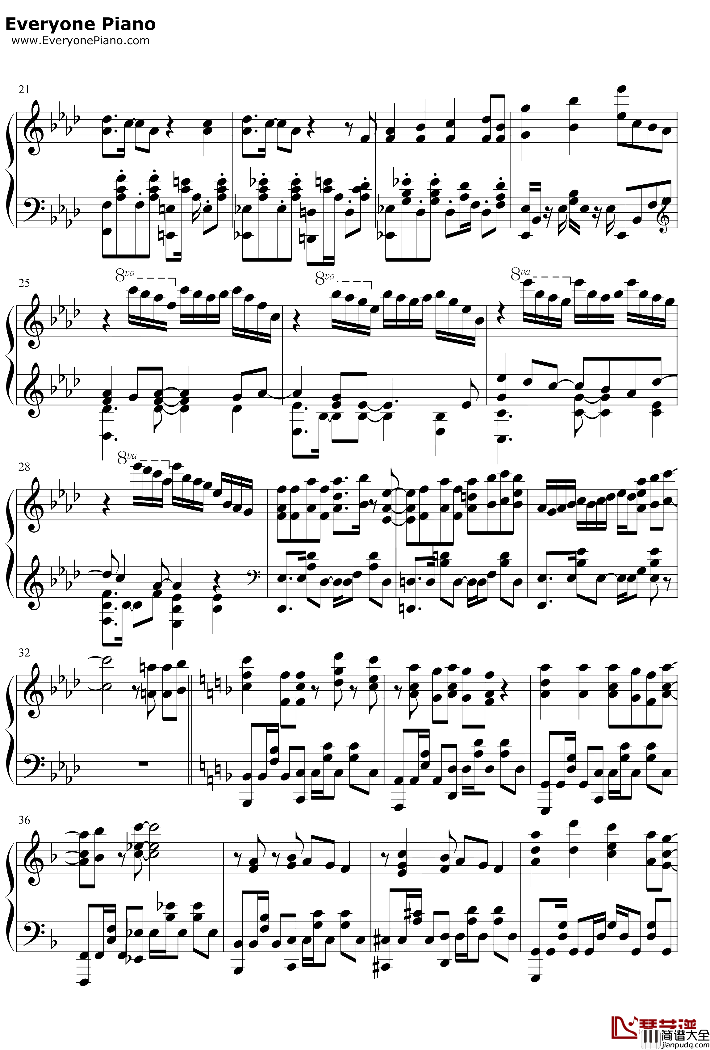 ダイスキ钢琴谱_大桥彩香_完整版