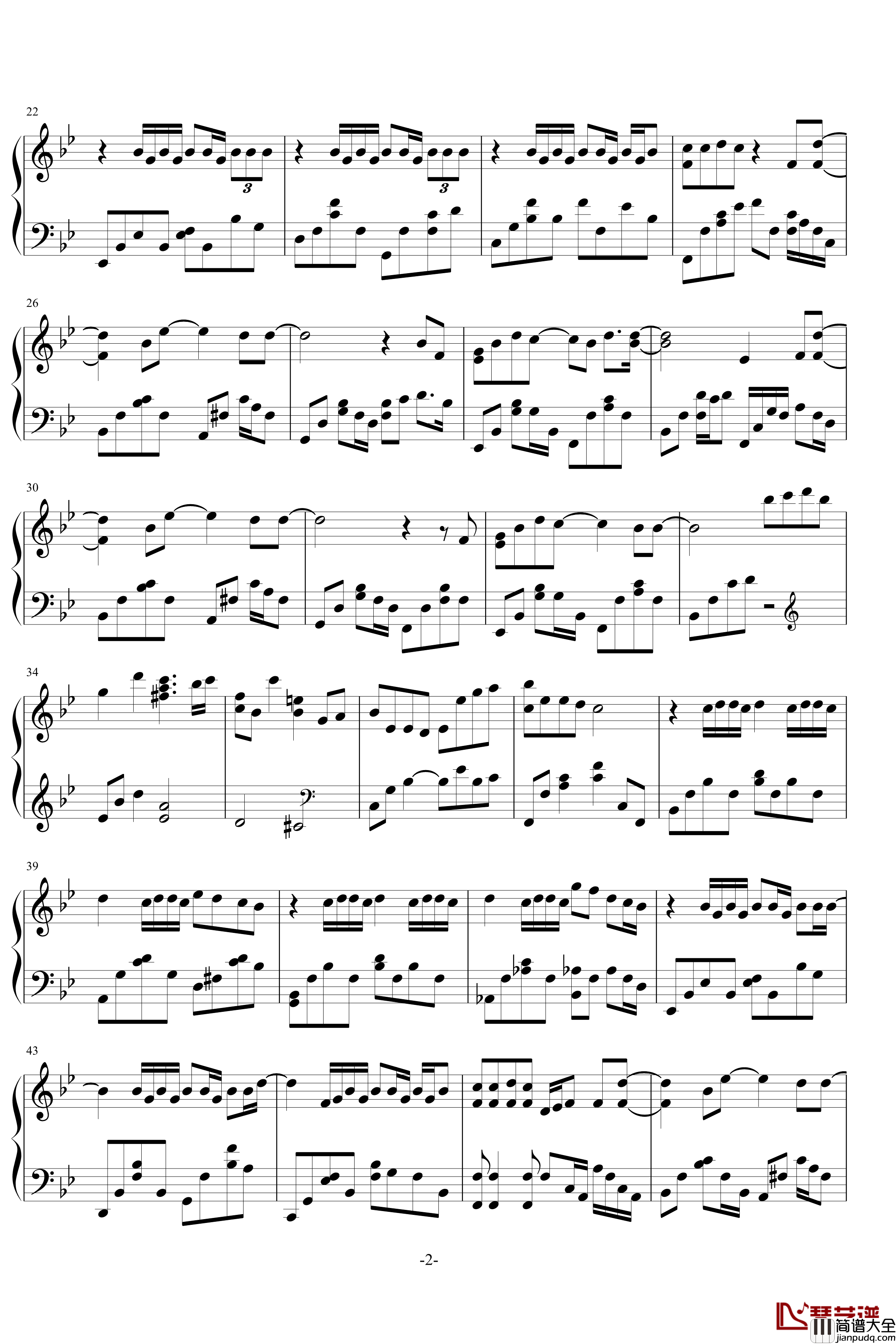 说好不哭钢琴谱_演奏谱_周杰伦