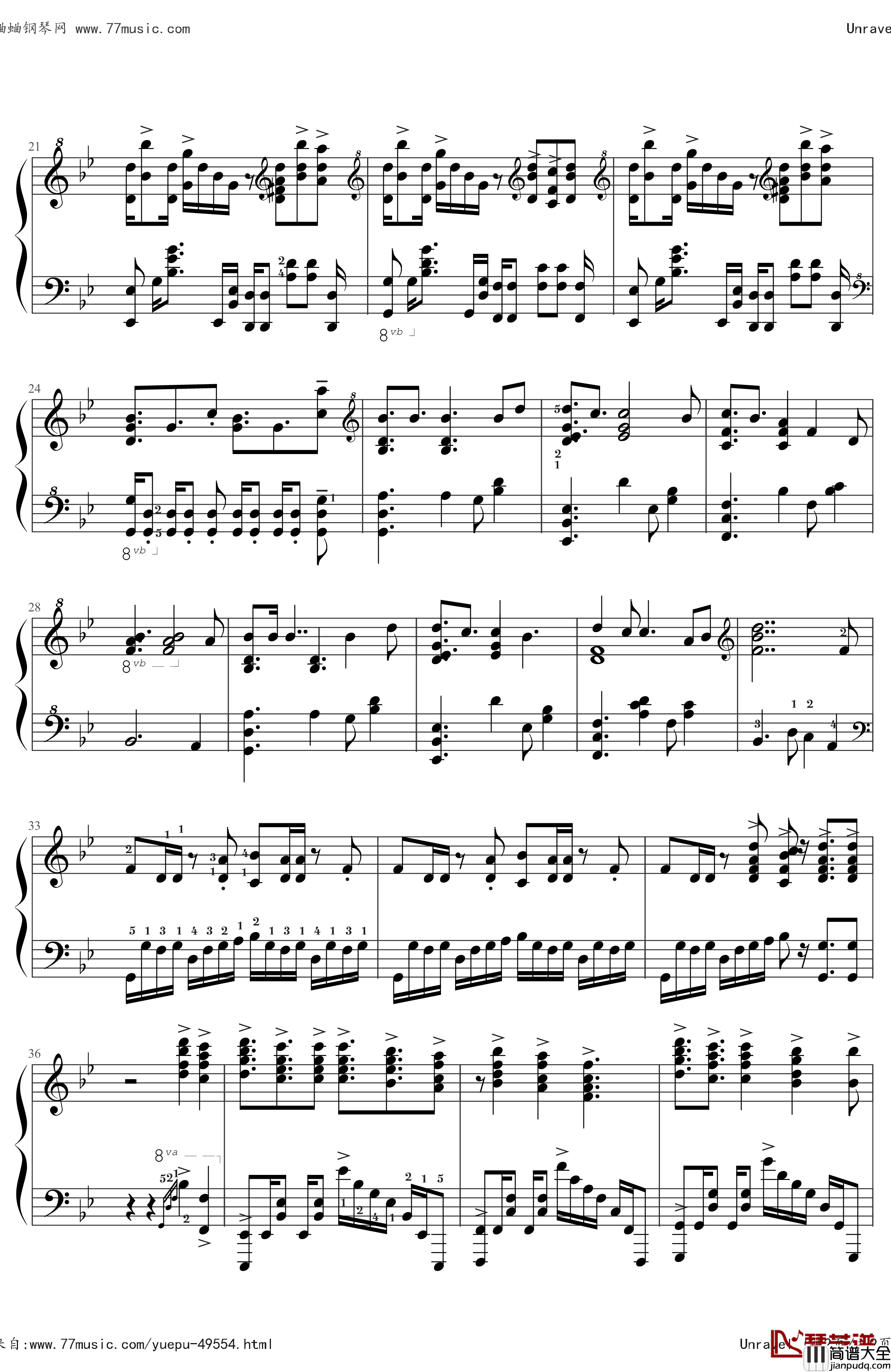 Unravel钢琴谱_东京喰种OP，带指法完全版_by_DraXon_金木研