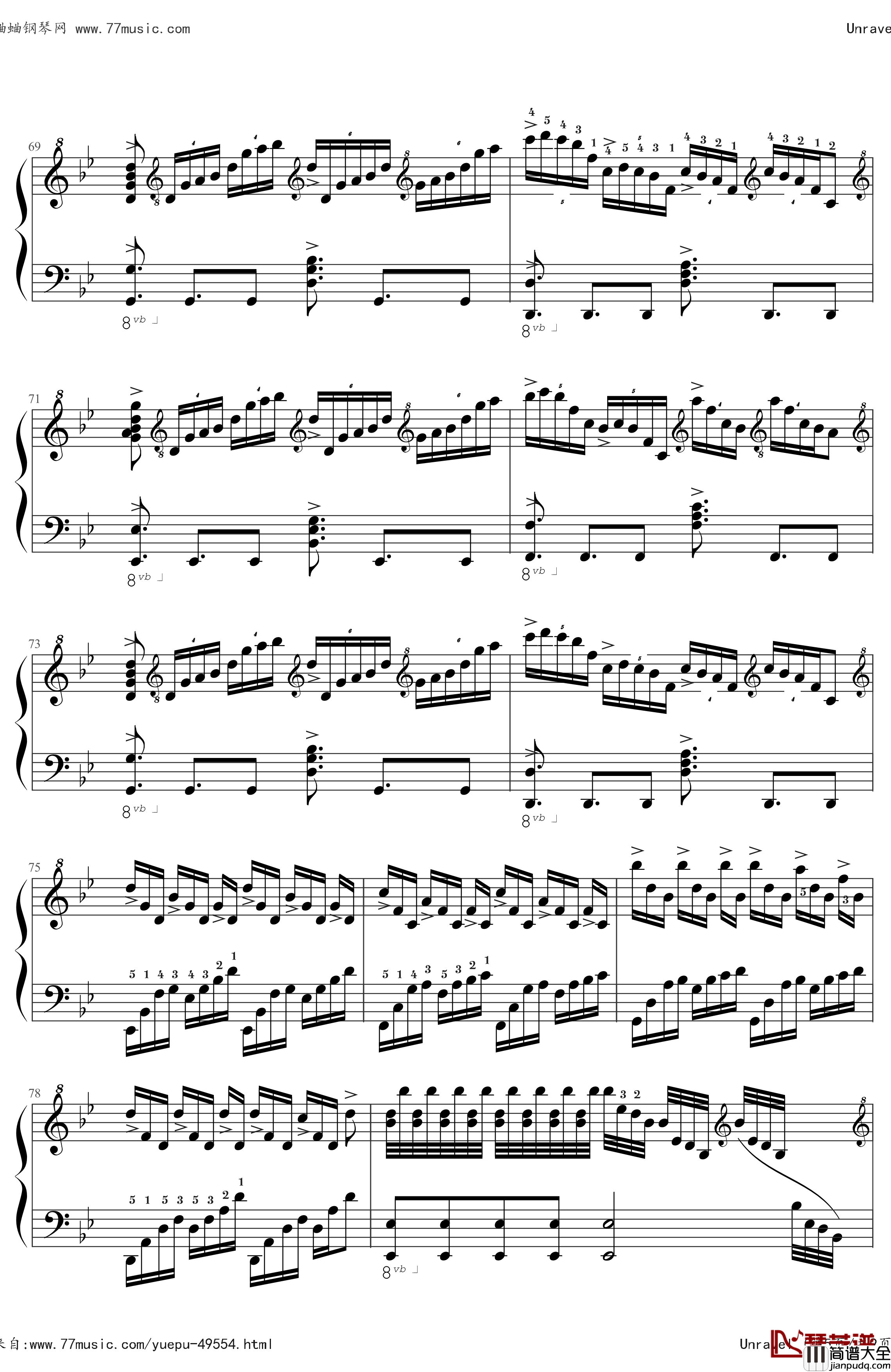 Unravel钢琴谱_东京喰种OP，带指法完全版_by_DraXon_金木研