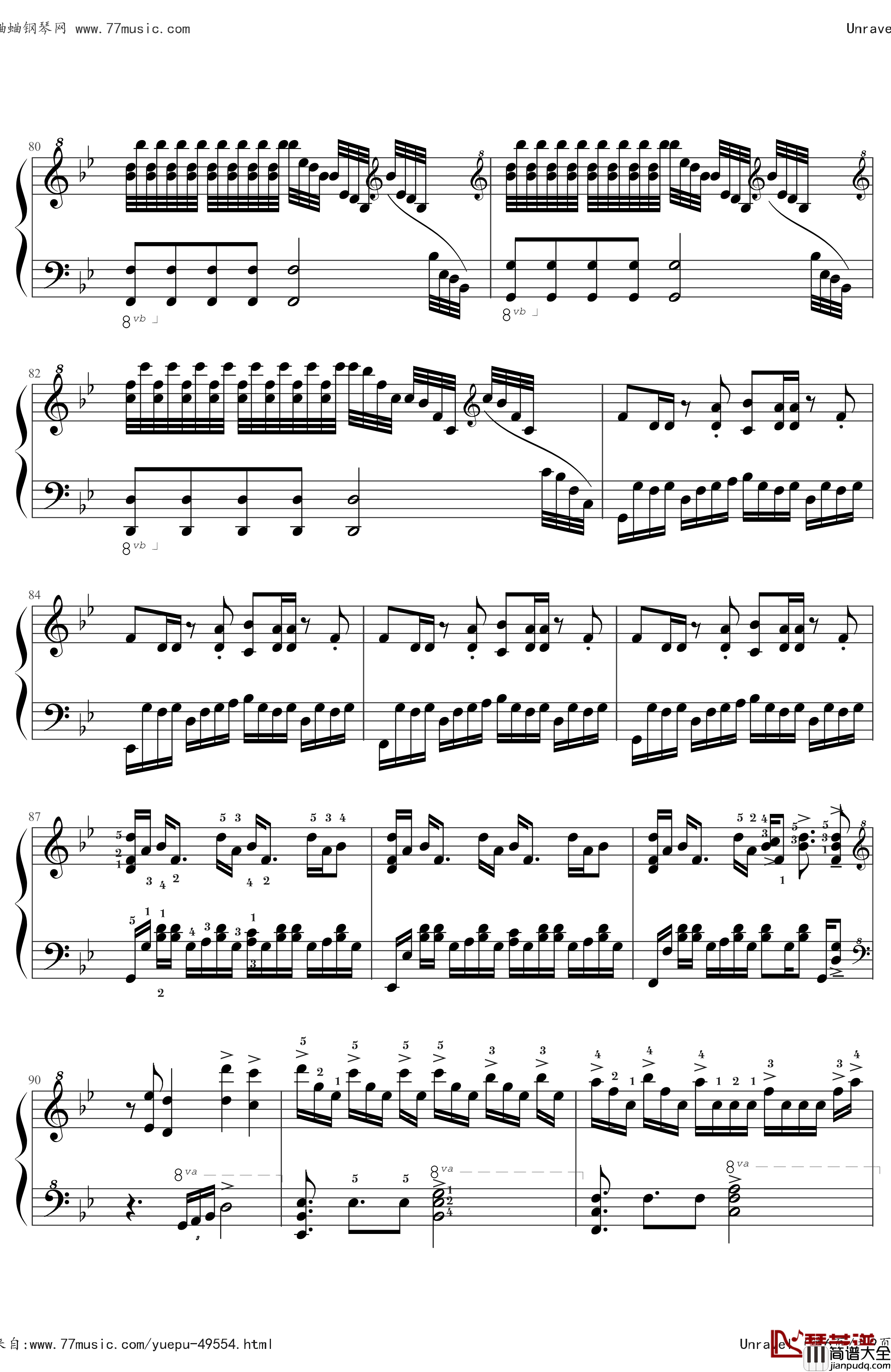 Unravel钢琴谱_东京喰种OP，带指法完全版_by_DraXon_金木研