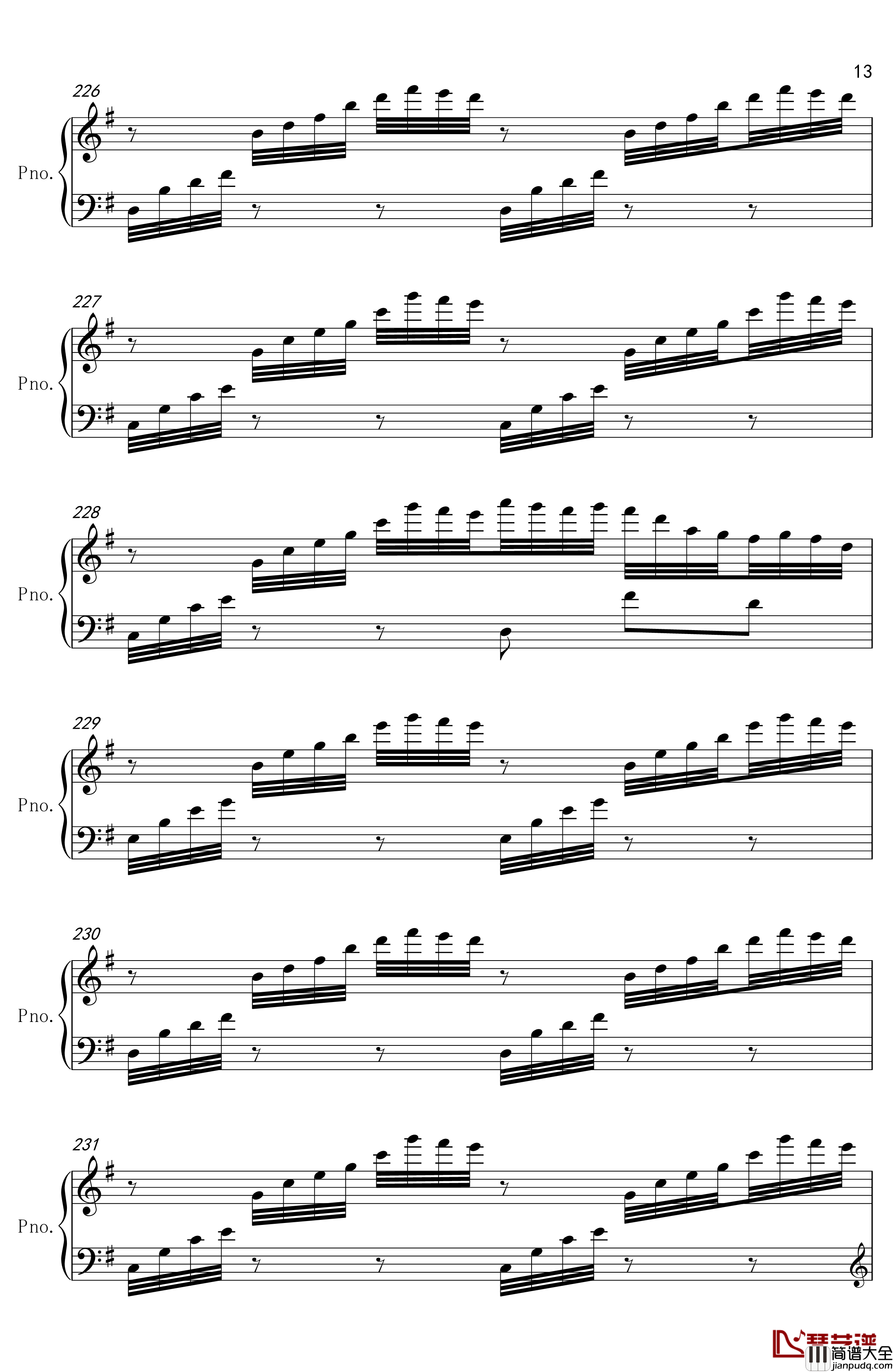 底特律OP钢琴谱_A叔10分钟版