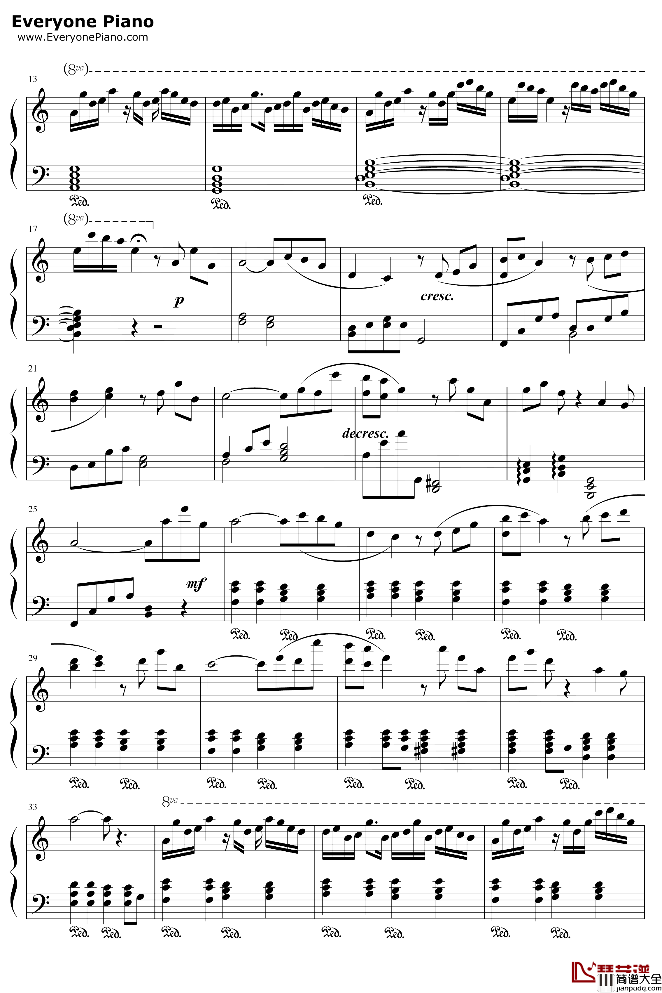 散花钢琴谱_水月陵_Rewrite插曲