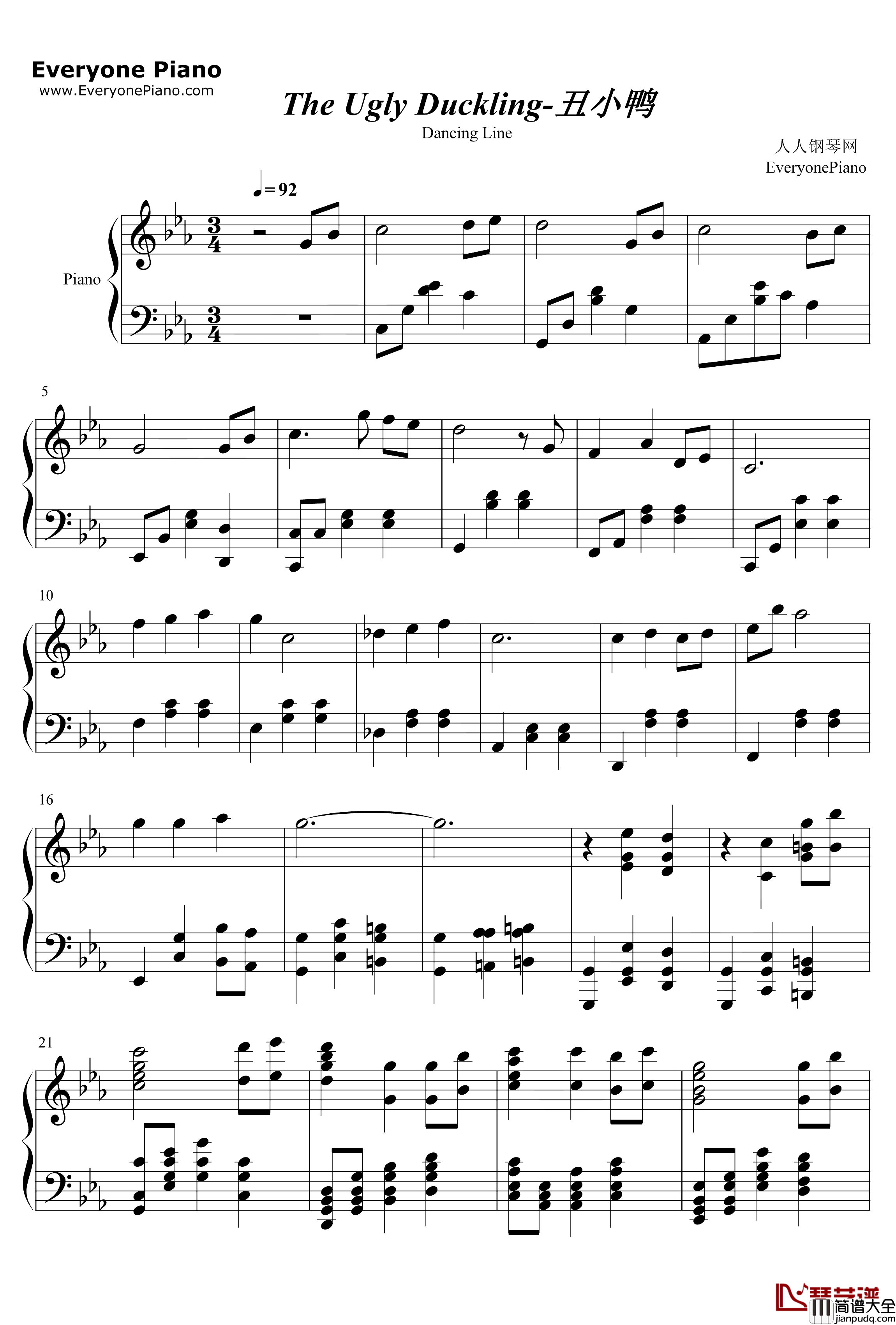 The_Ugly_Duckling钢琴谱_猎豹移动公司_丑小鸭_跳舞的线