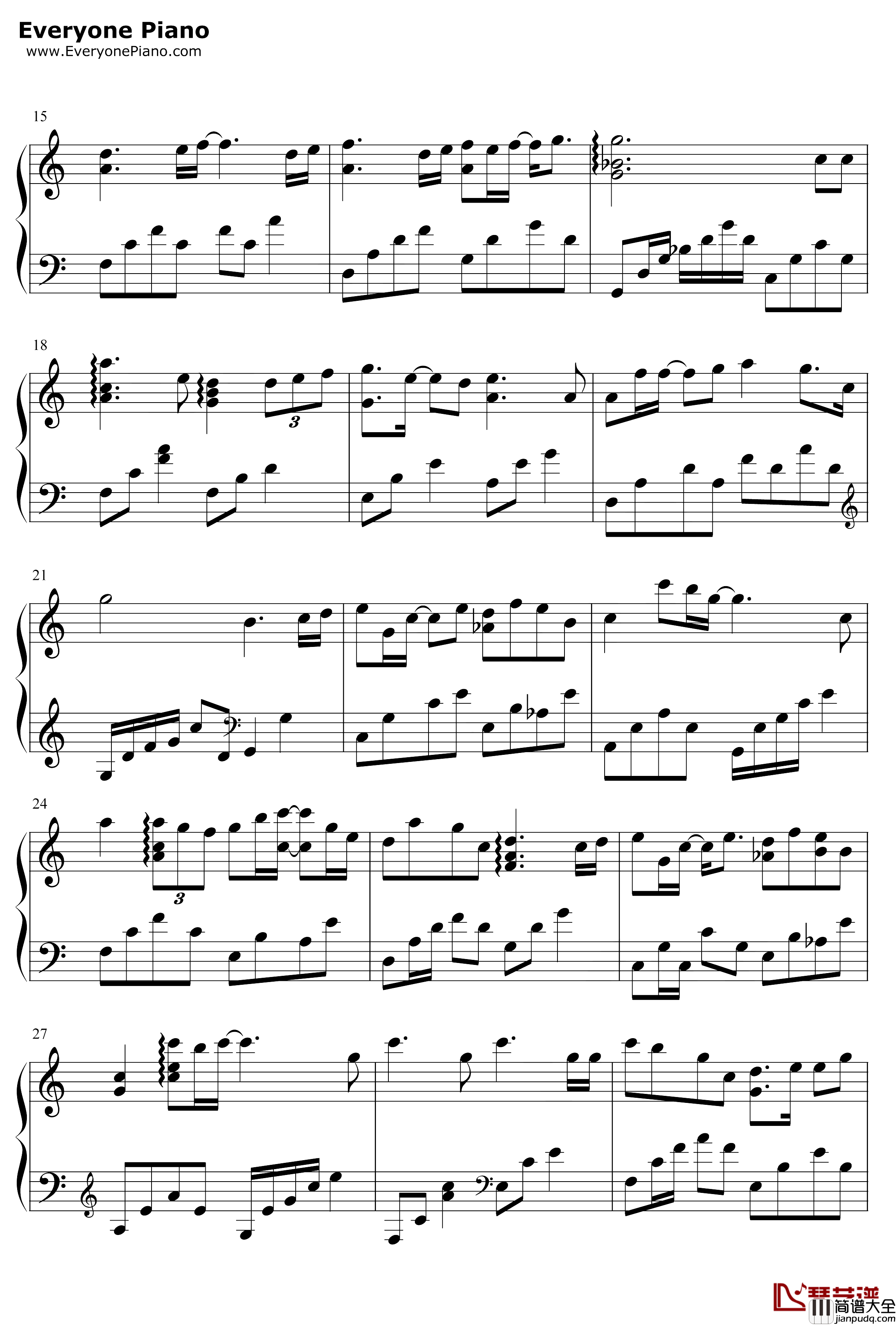 树洞钢琴谱_欧阳娜娜_小欢喜插曲