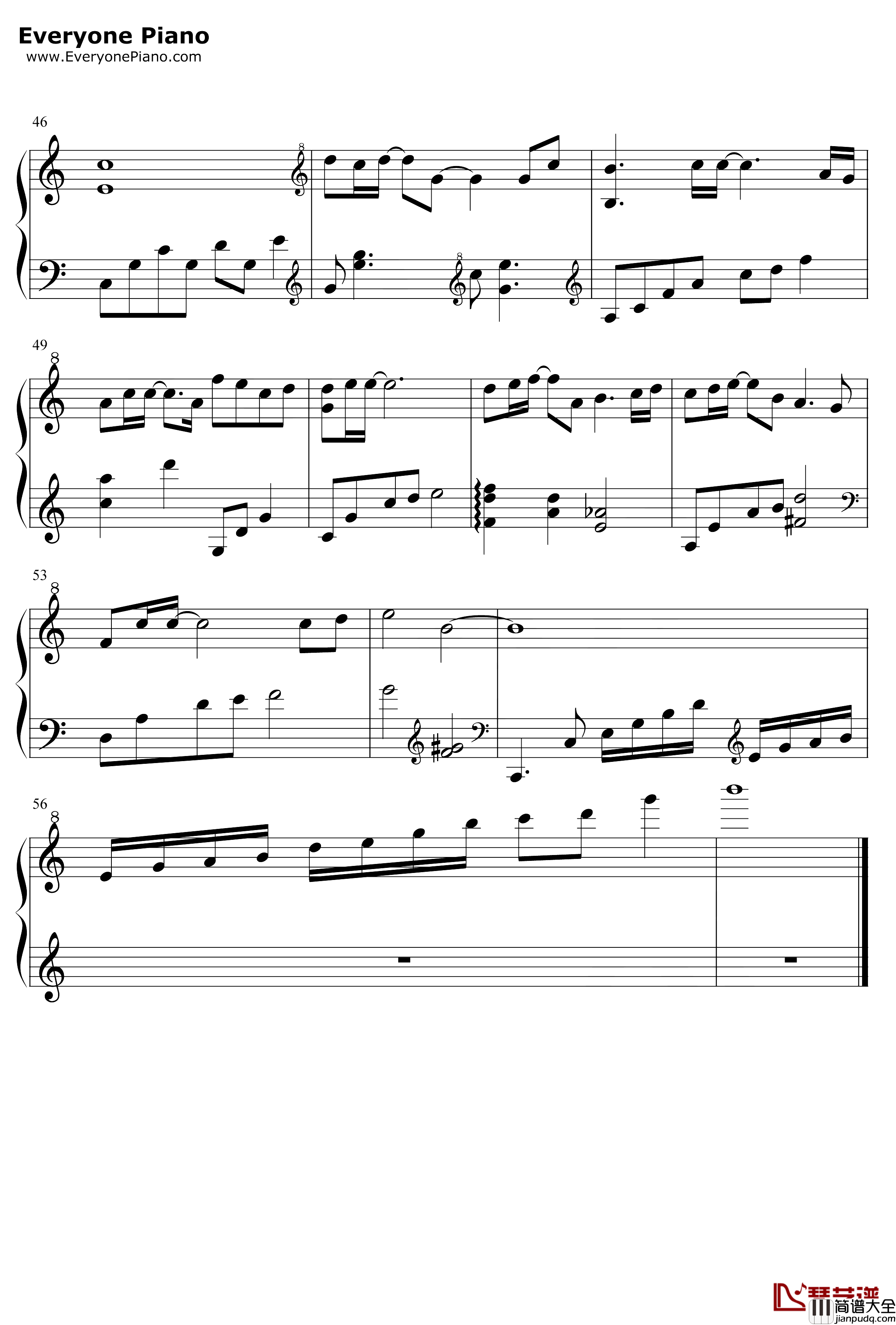 树洞钢琴谱_欧阳娜娜_小欢喜插曲