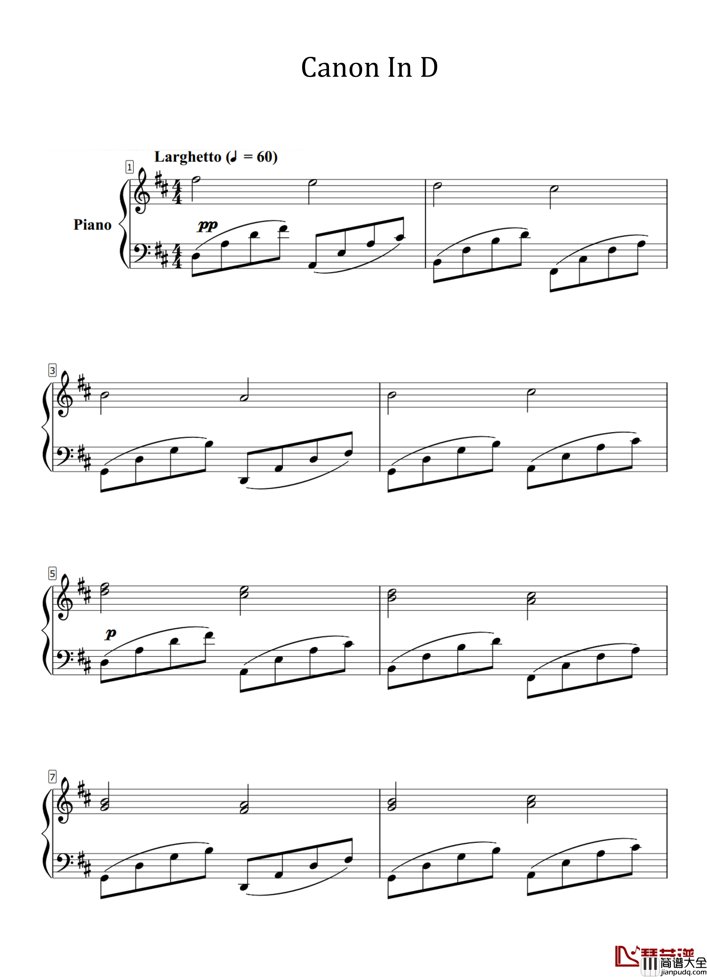 Canon_in_D钢琴谱_Lee_Galloway改编