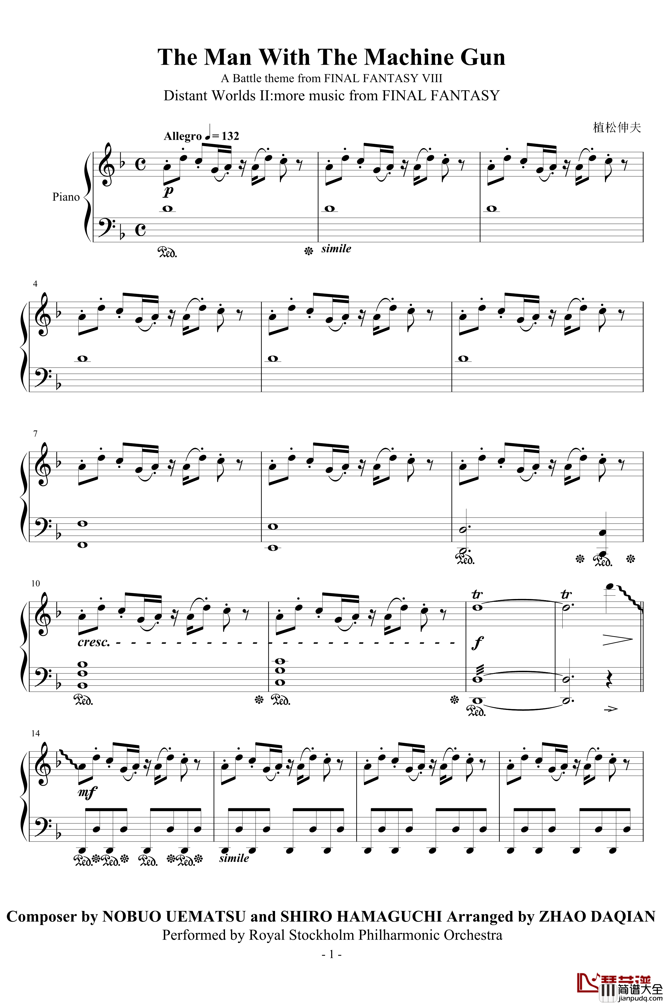 The_Man_With_The_Machine_Gun钢琴谱_浜口史郎