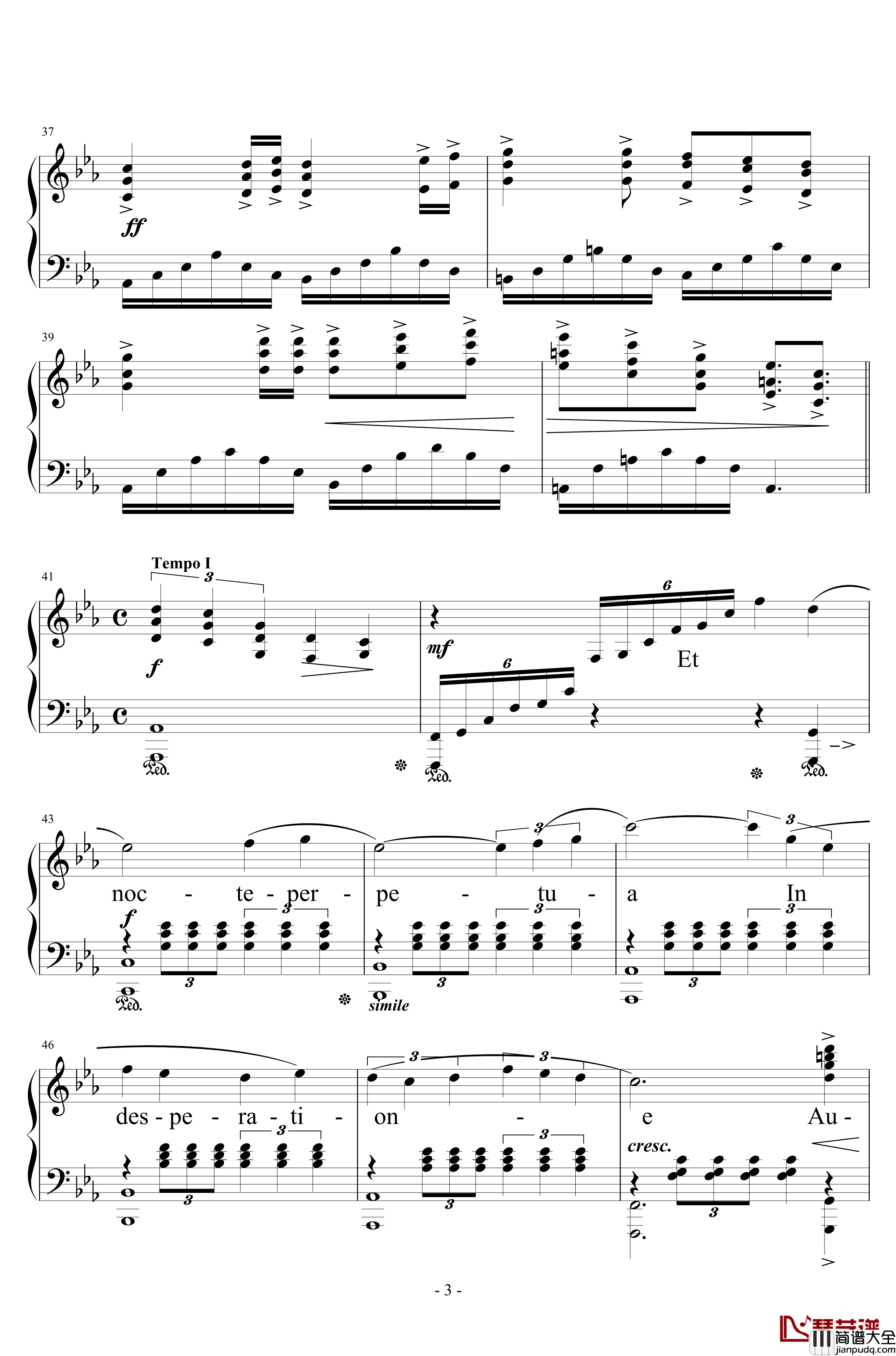 Somnus钢琴谱_最终幻想15主题曲_下村阳子