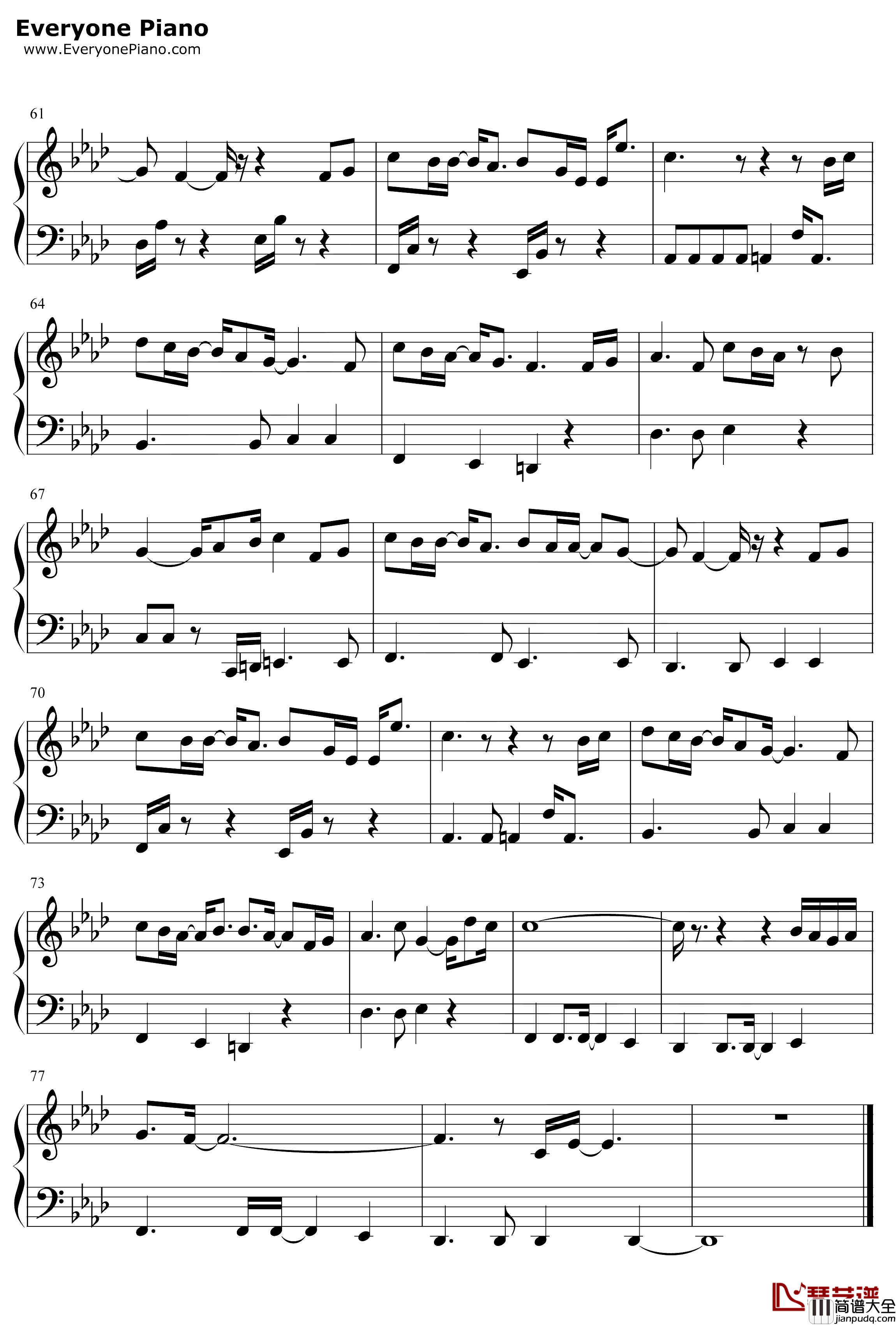 睡公主钢琴谱___邓紫棋