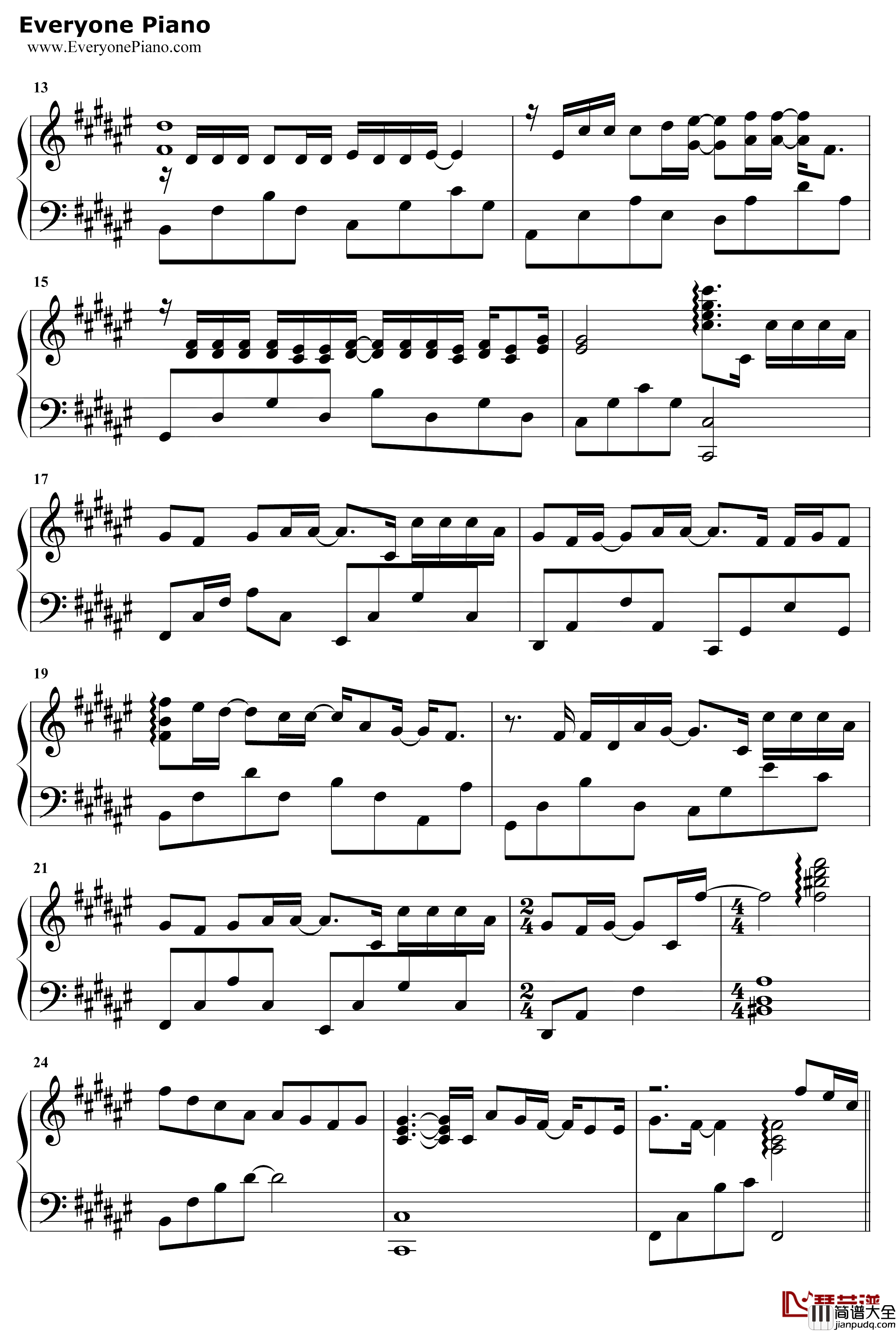 不再见面钢琴谱_西瓜JUN_仍是少年