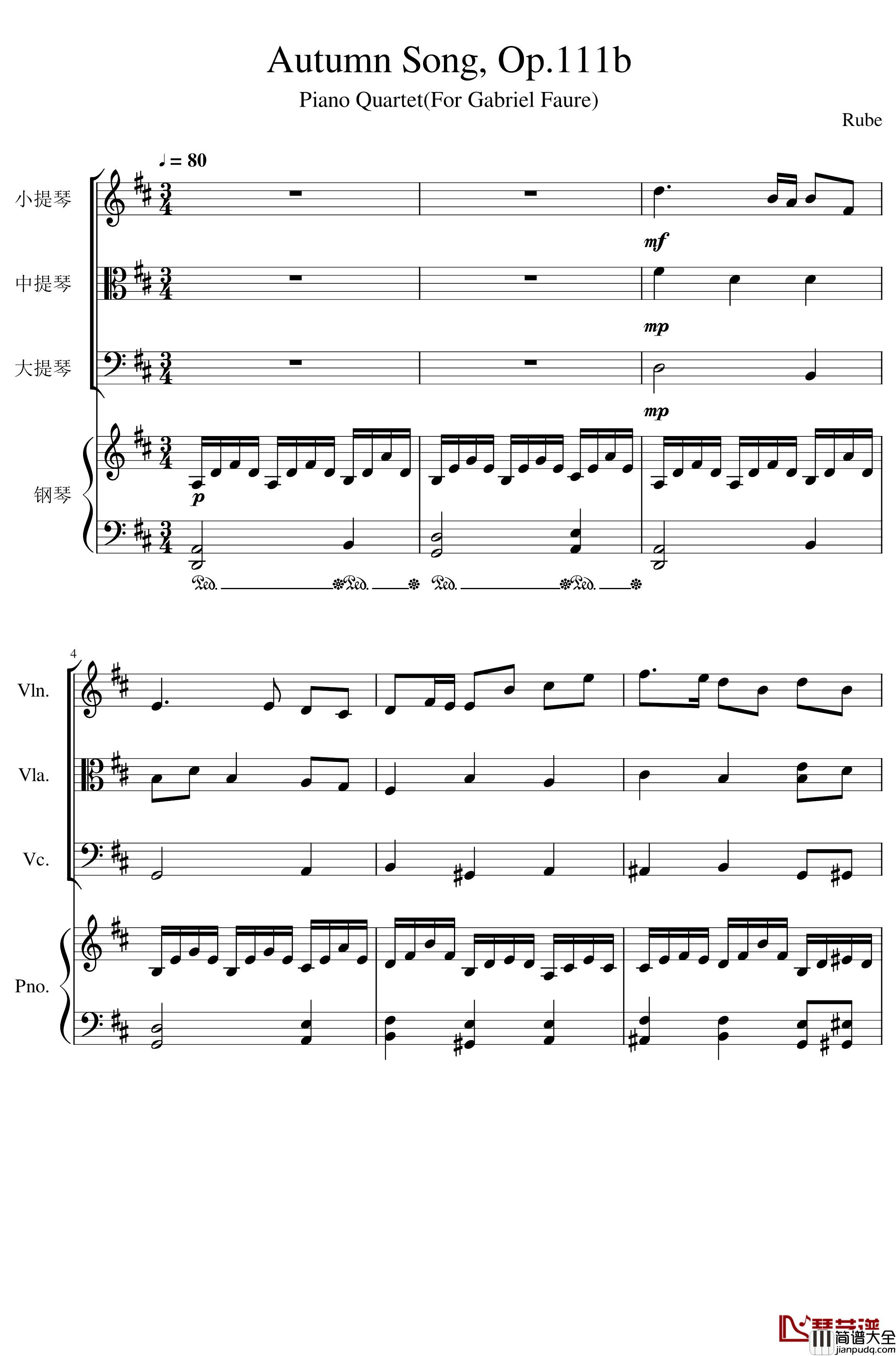 Autumn_Song_Op.111b钢琴谱_一个球