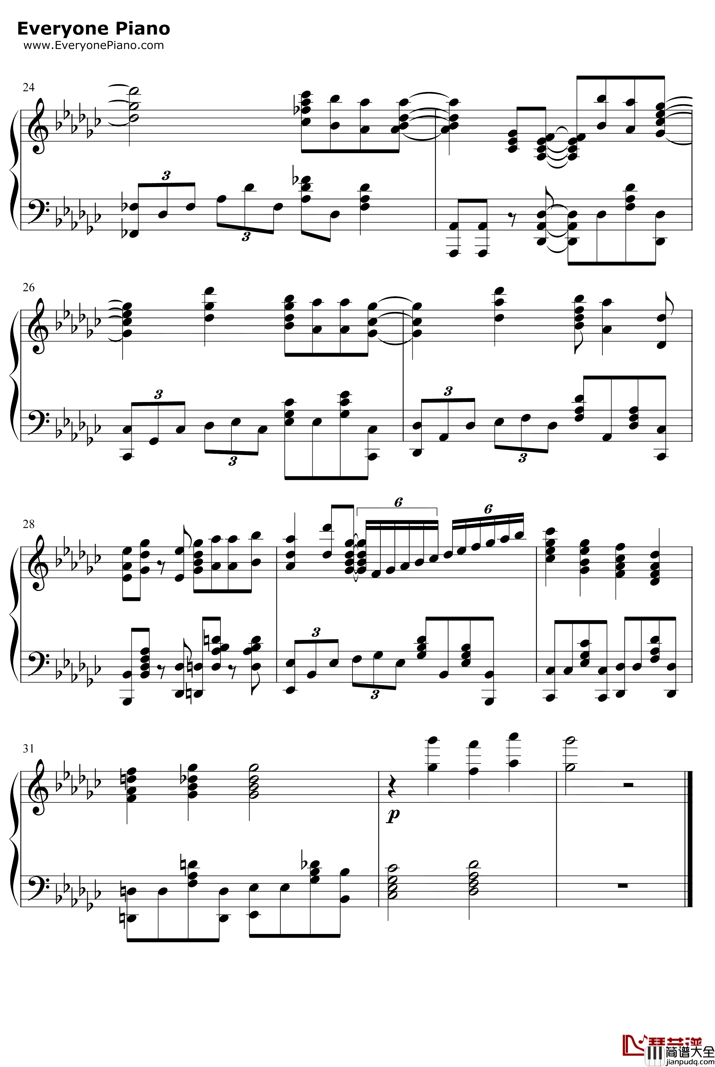 生きる钢琴谱_安野希世乃_你遭难了吗ED