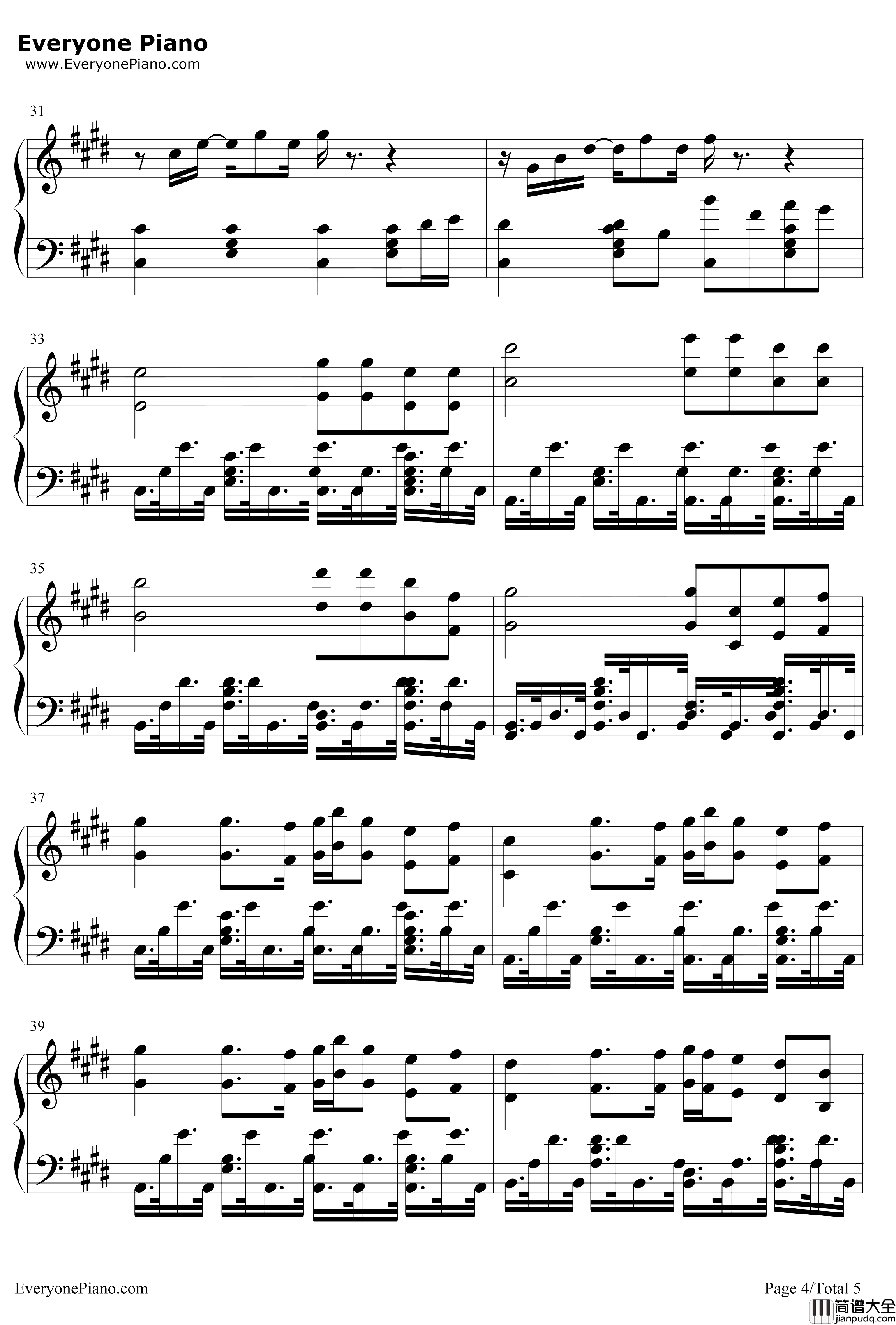 Illusion钢琴谱_猎豹移动公司_幻想_滚动的天空